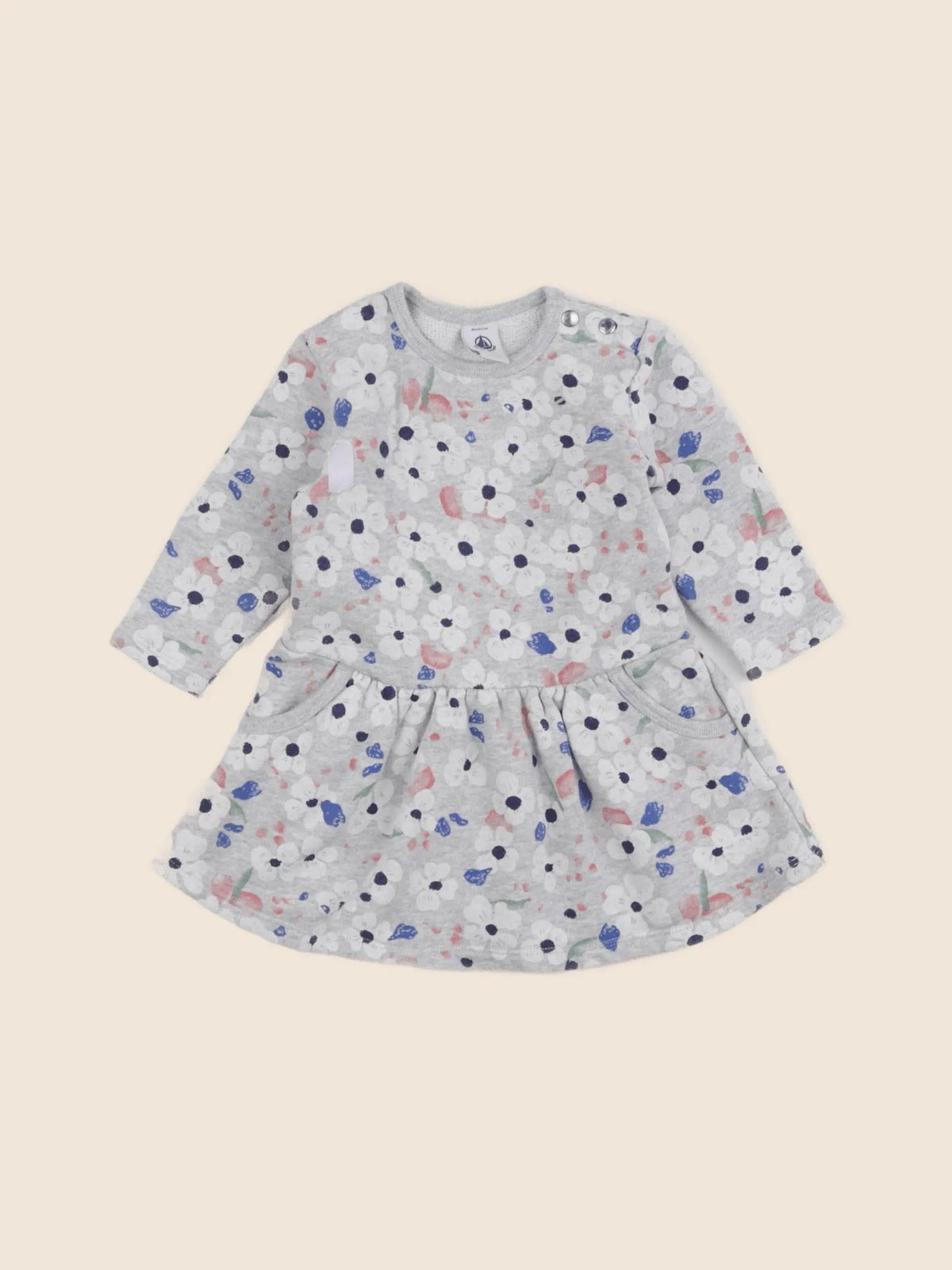 Petit Bateau - robe gris - 6 mois