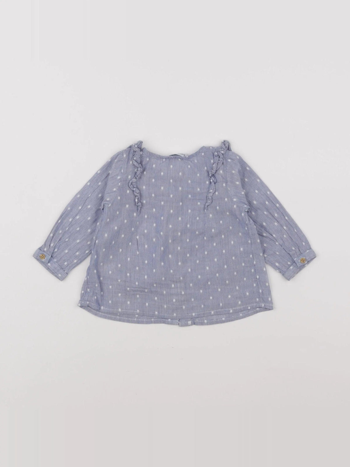 Vertbaudet - blouse blanc, bleu - 6 mois