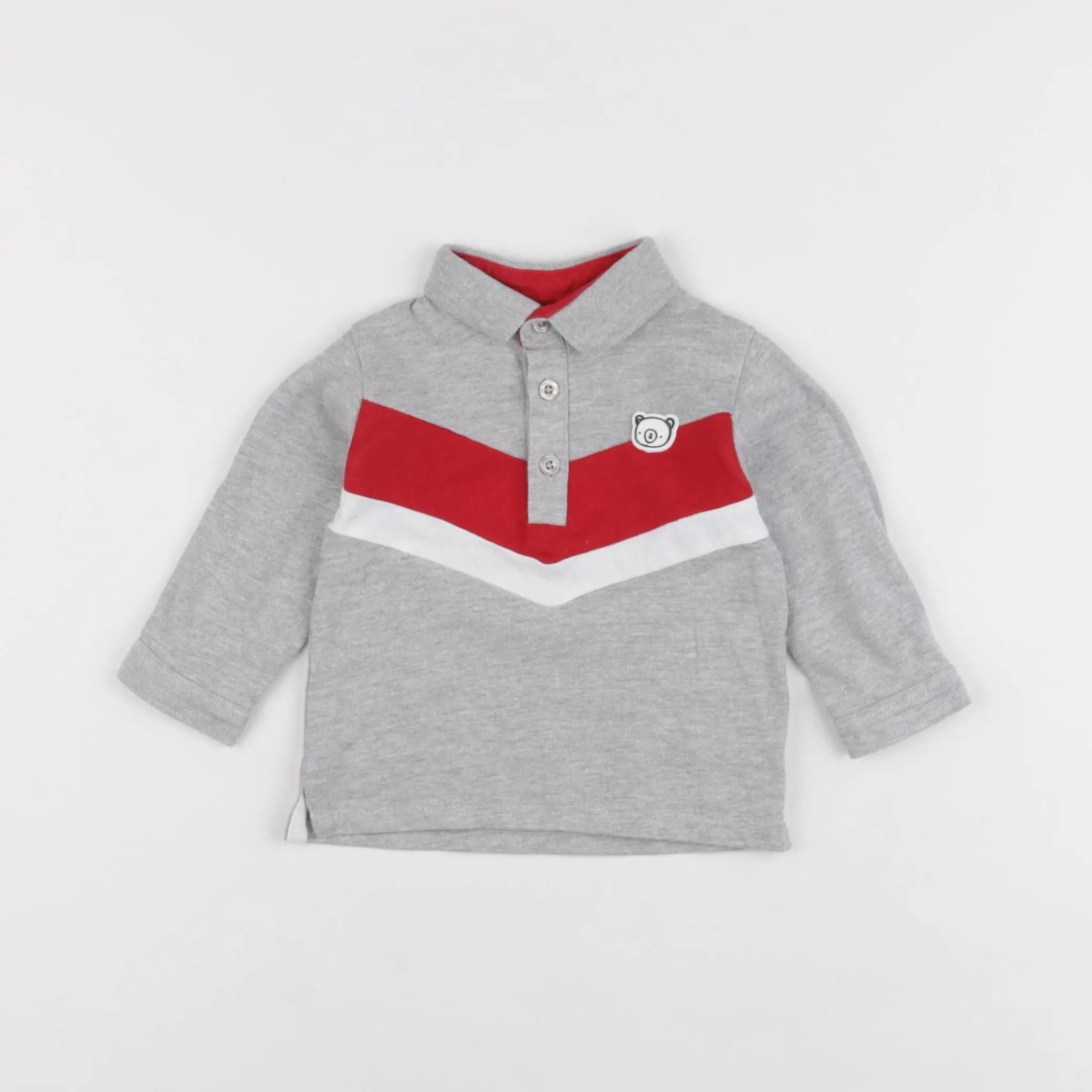 Vertbaudet - polo gris - 6 mois
