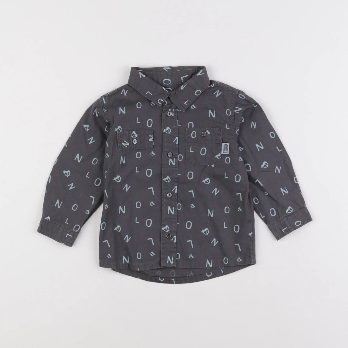 Vertbaudet - chemise gris - 12 mois