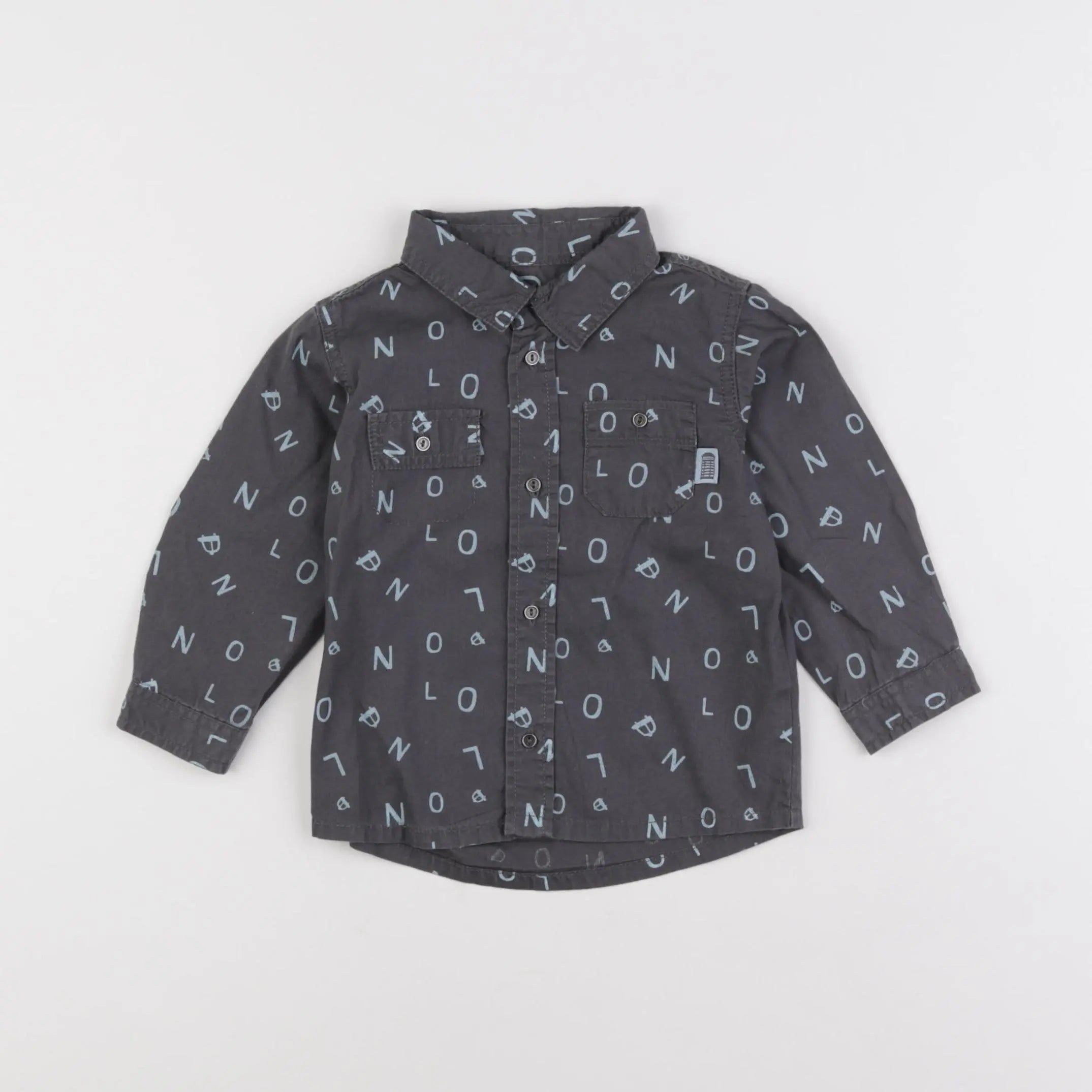 Vertbaudet - chemise gris - 12 mois