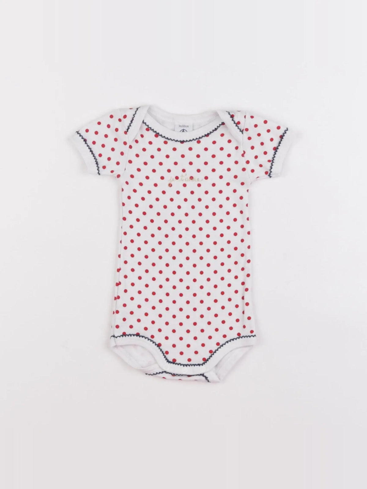 Petit Bateau - body blanc, rouge - 3 mois