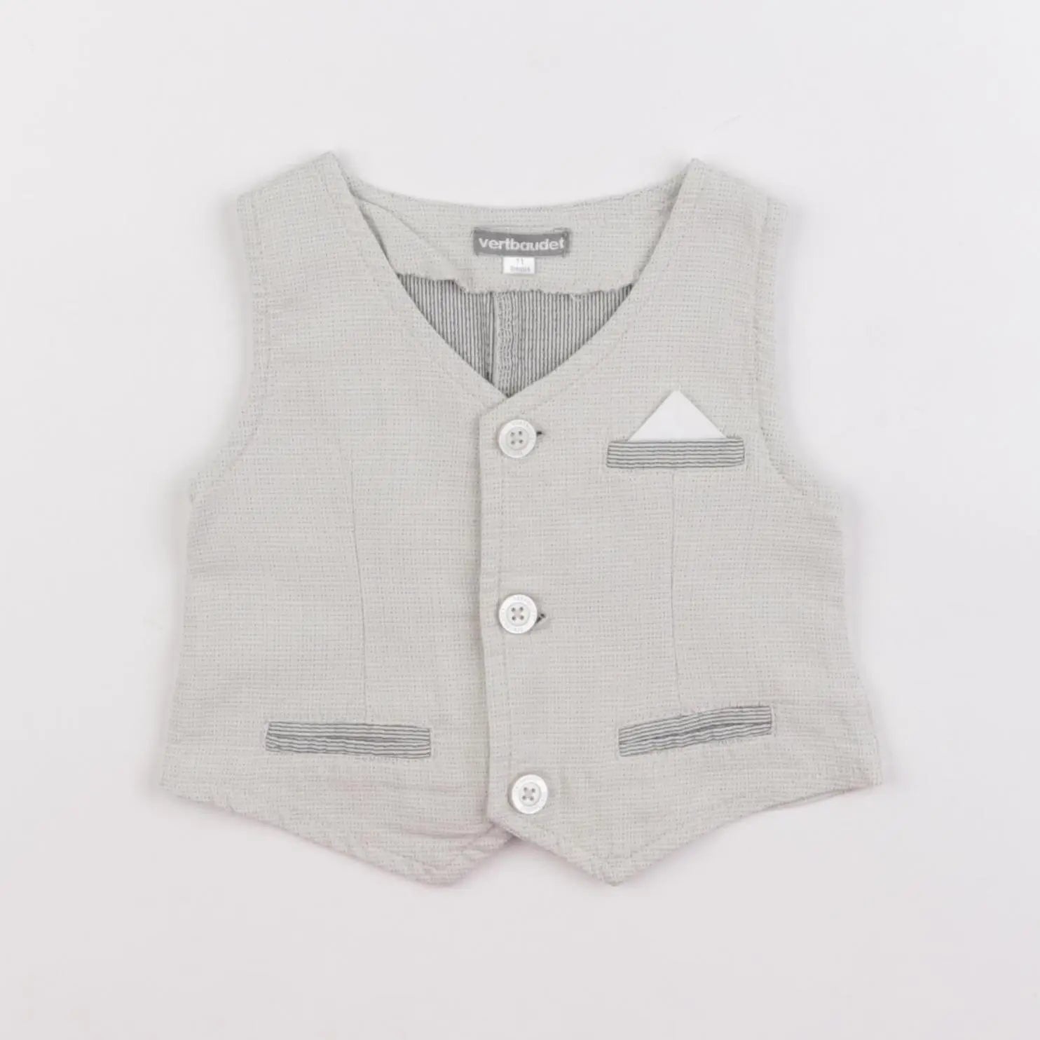 Vertbaudet - gilet beige - 9 mois