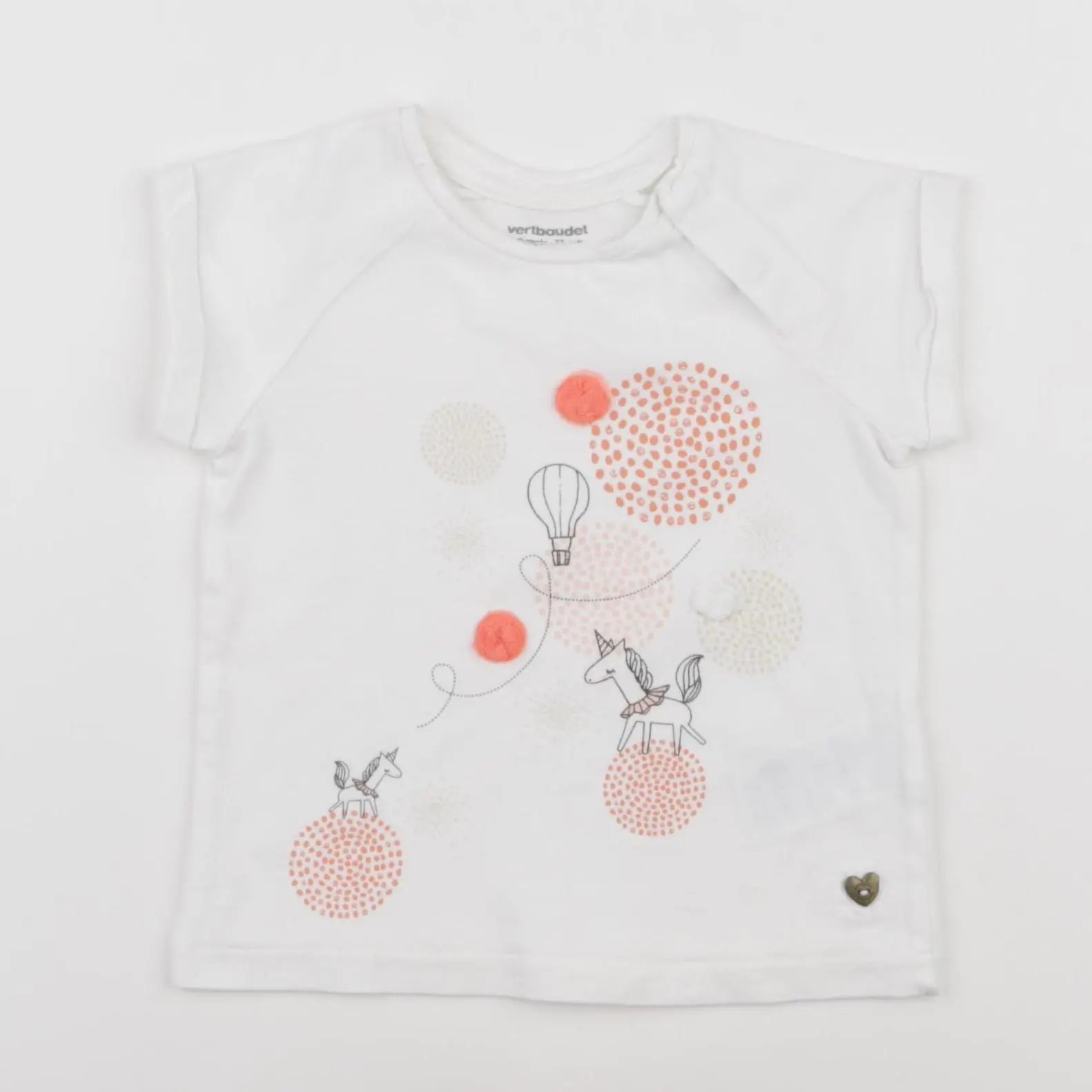 Vertbaudet - tee-shirt blanc - 9 mois