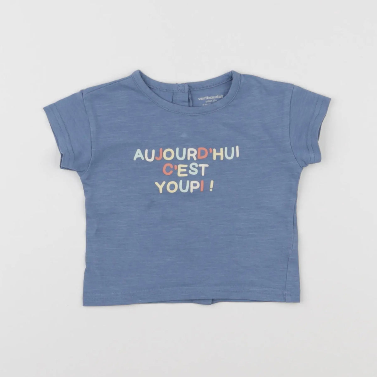 Vertbaudet - tee-shirt bleu - 6 mois