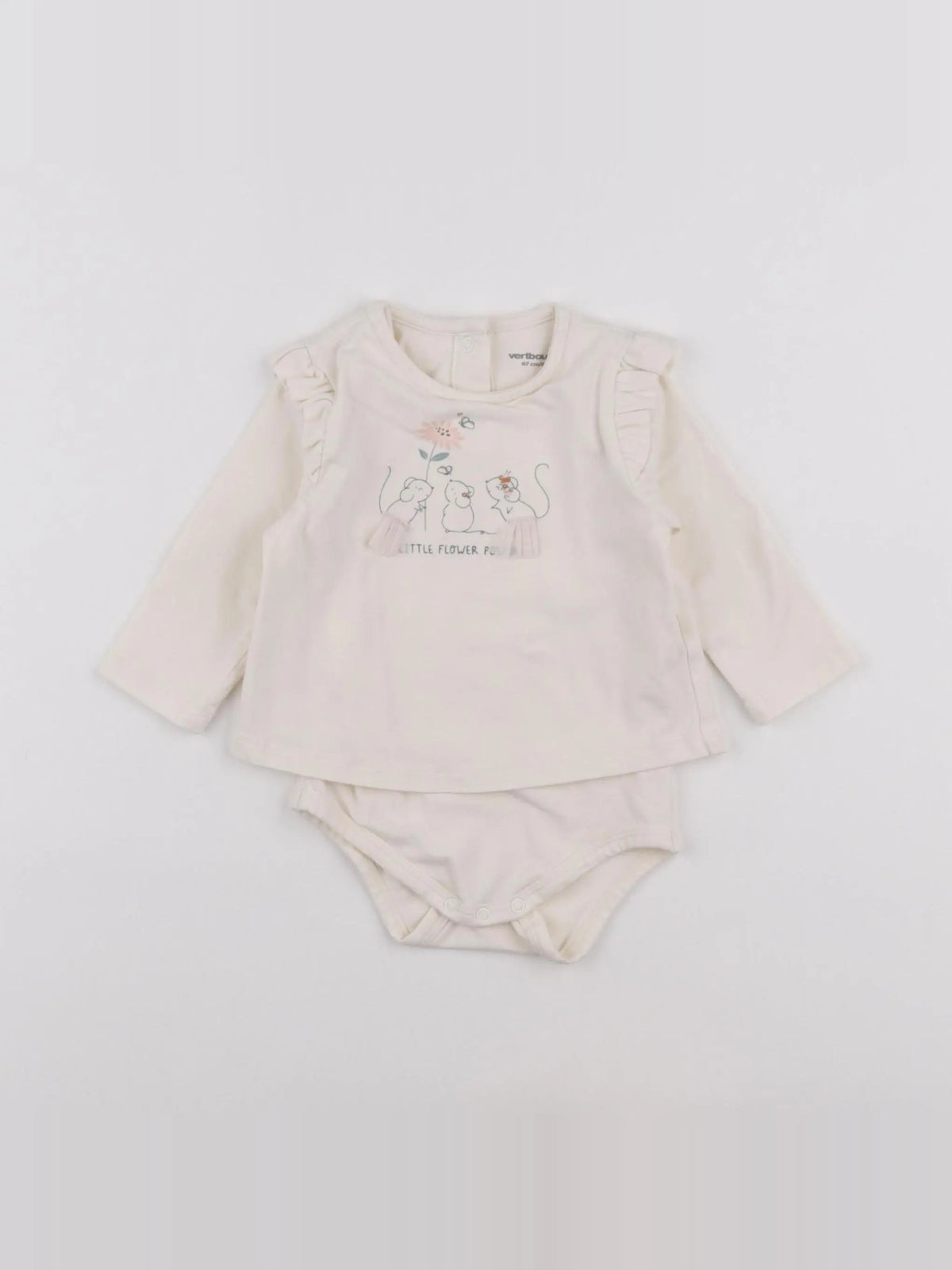 Vertbaudet - body tee-shirt blanc - 6 mois