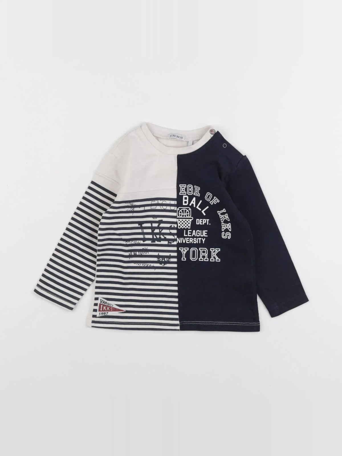 IKKS - tee-shirt bleu, blanc - 12 mois