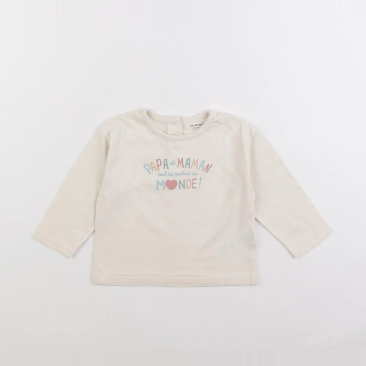 Vertbaudet - tee-shirt beige - 12 mois
