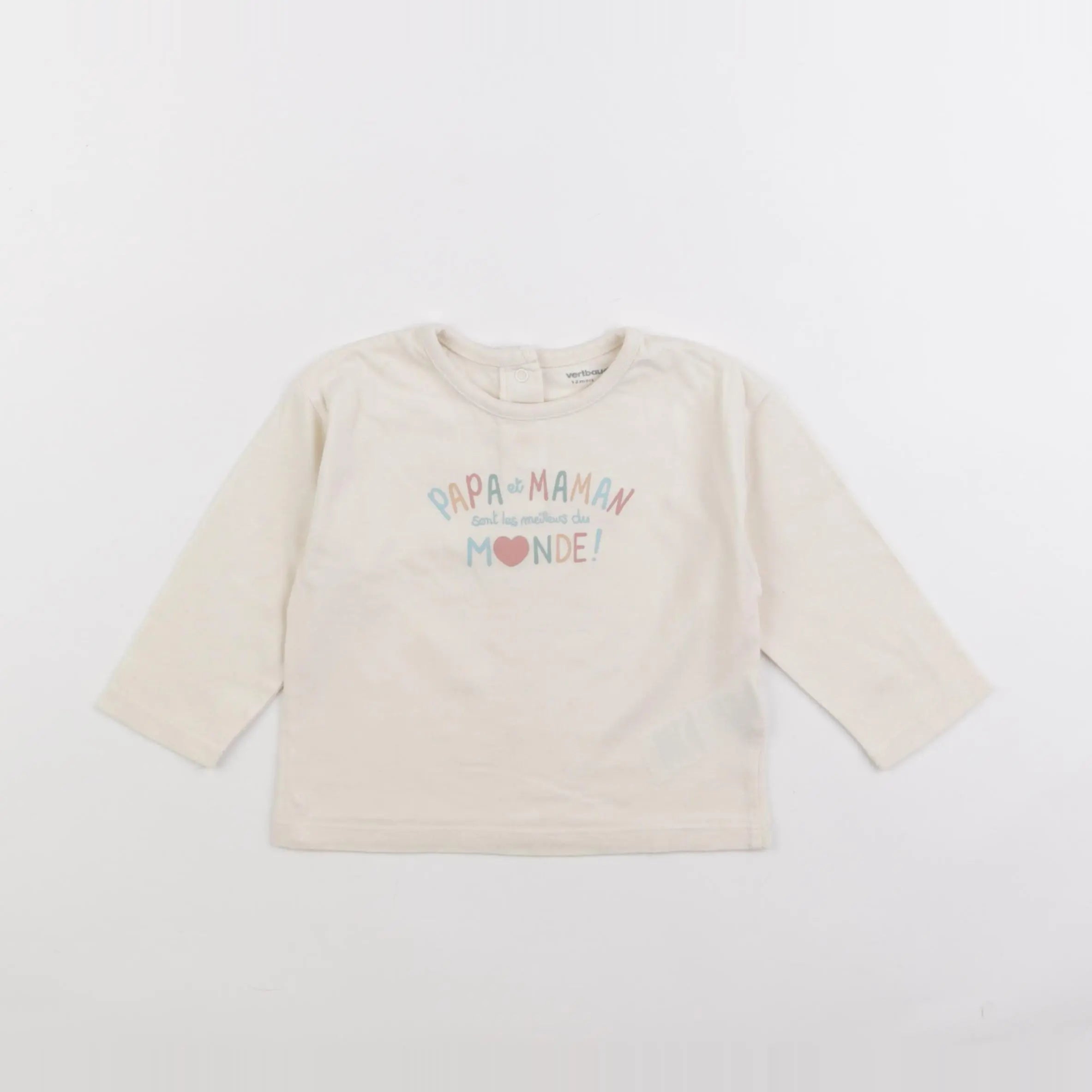 Vertbaudet - tee-shirt beige - 12 mois