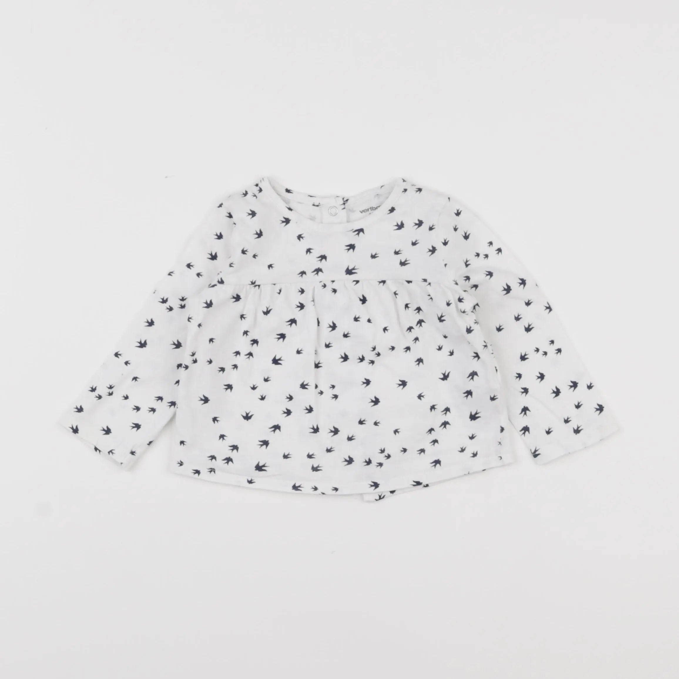 Vertbaudet - tee-shirt blanc, bleu - 6 mois