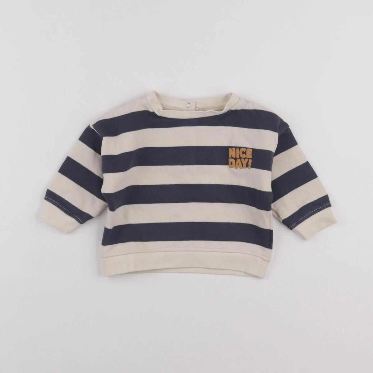 Vertbaudet - sweat beige, bleu - 6 mois