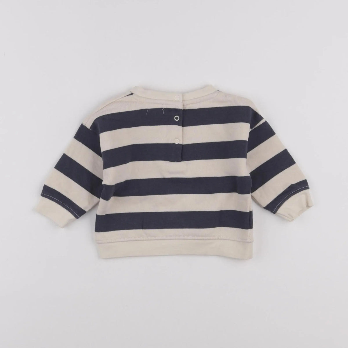 Vertbaudet - sweat beige, bleu - 6 mois