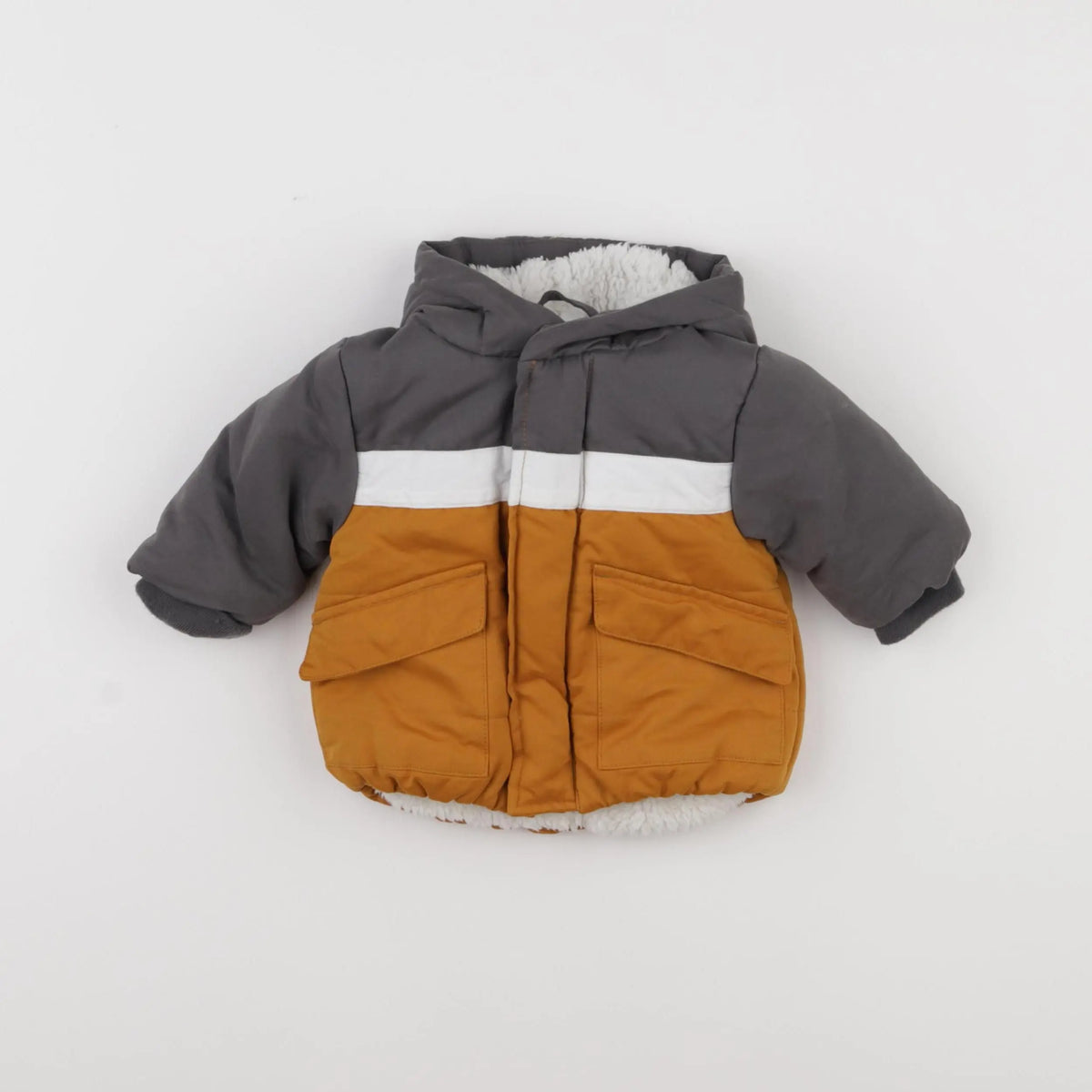 Vertbaudet - doudoune gris, marron - 3 mois