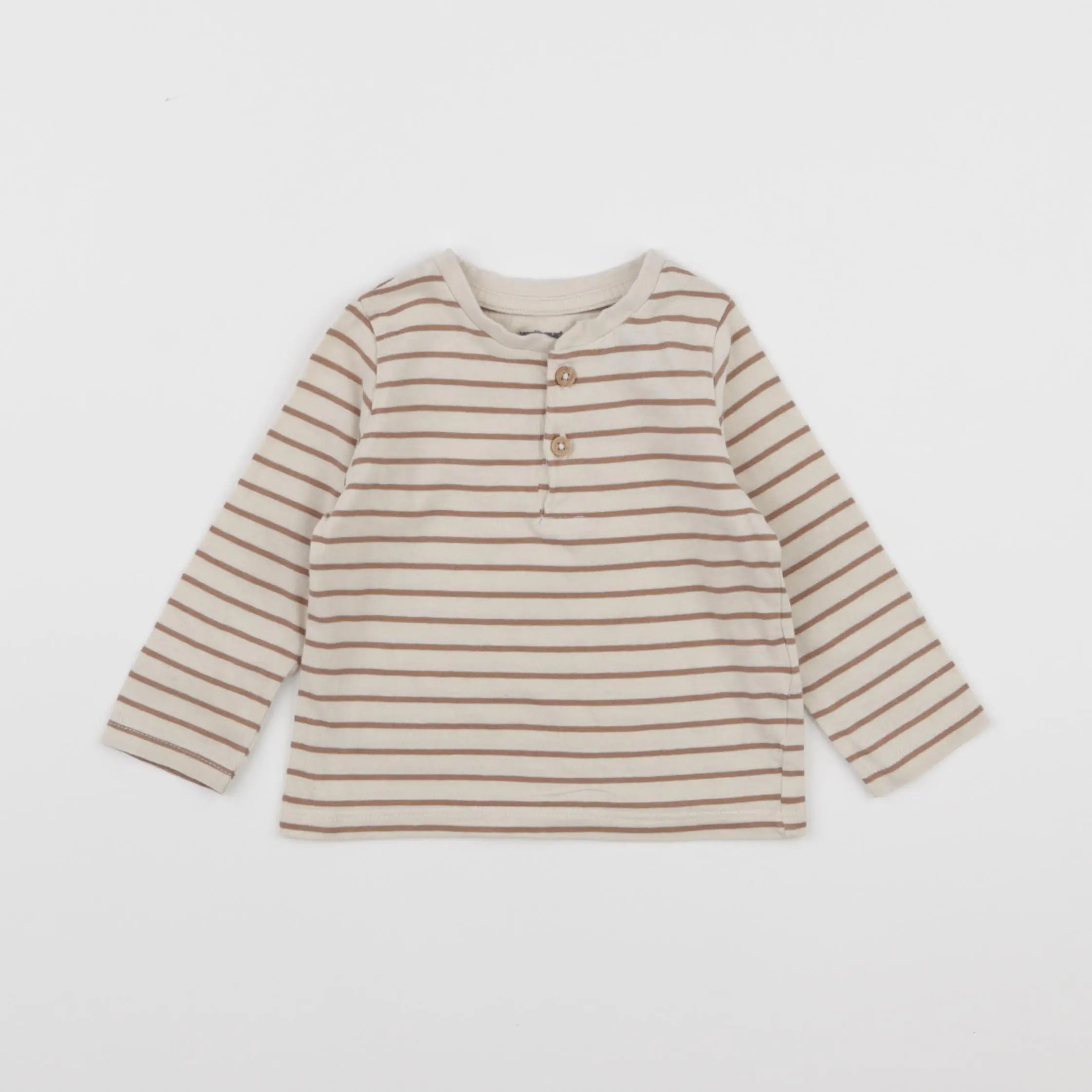 Vertbaudet - tee-shirt marron, beige - 12 mois