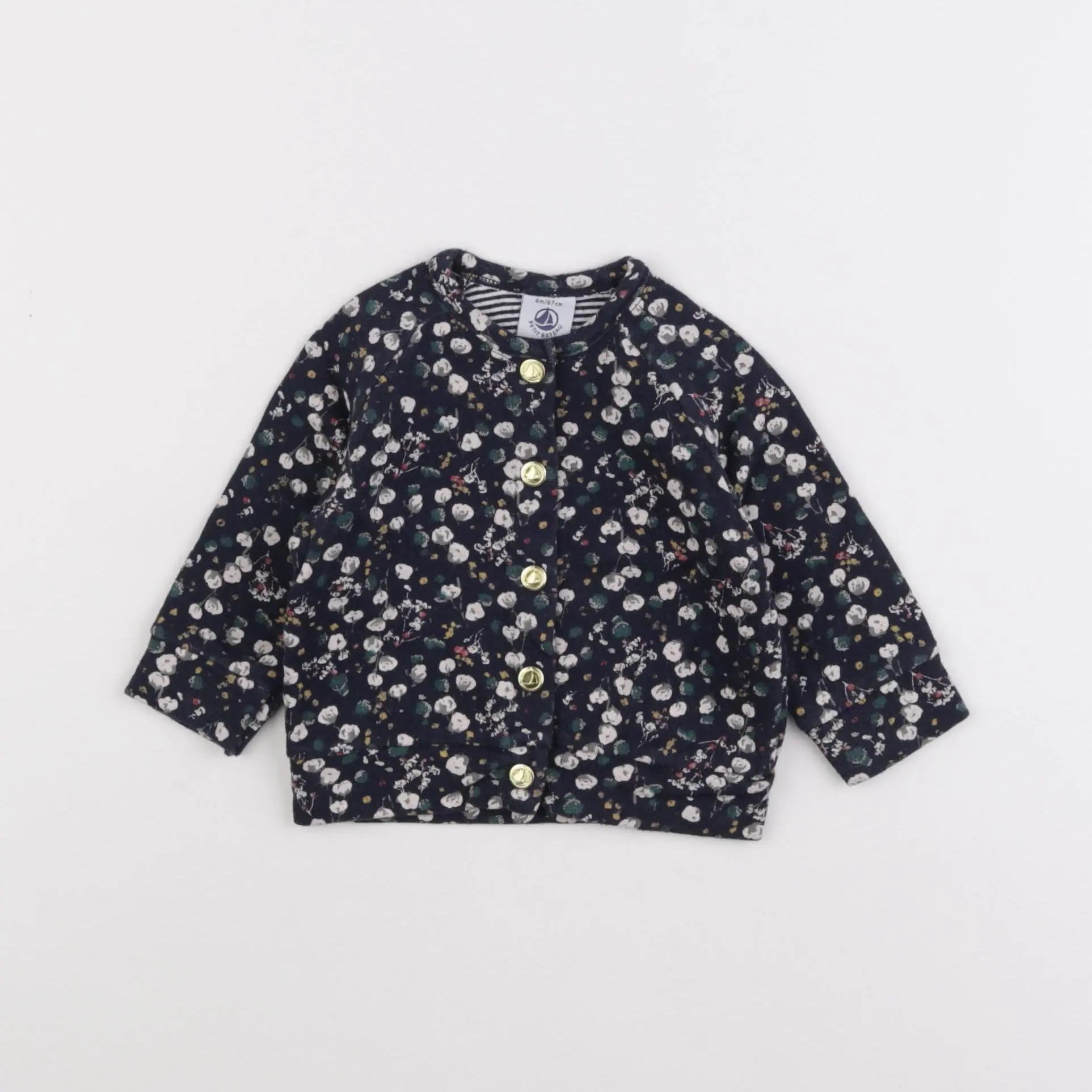 Petit Bateau - sweat bleu - 6 mois