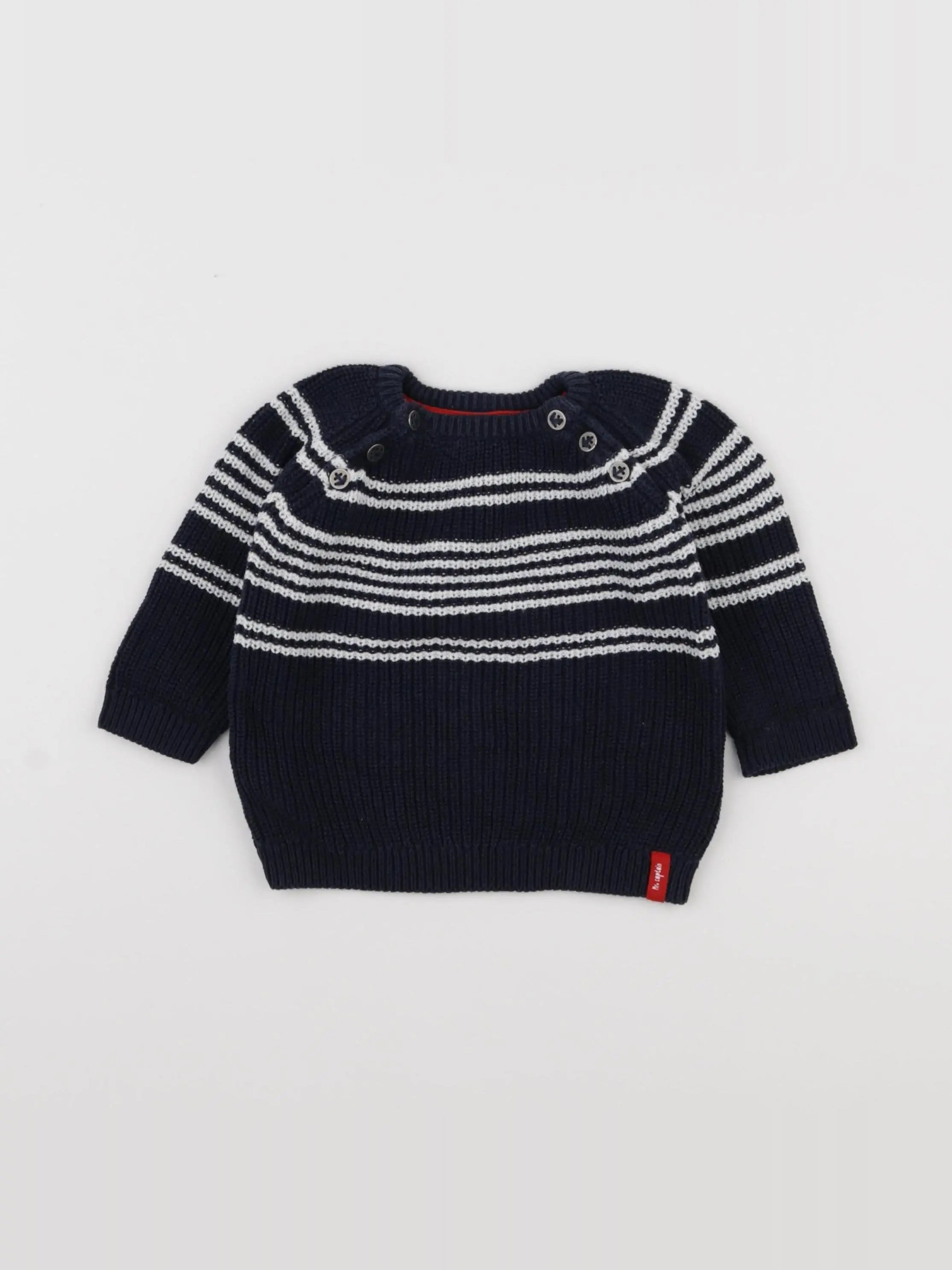 Tape à l'oeil - pull bleu, blanc - 6 mois