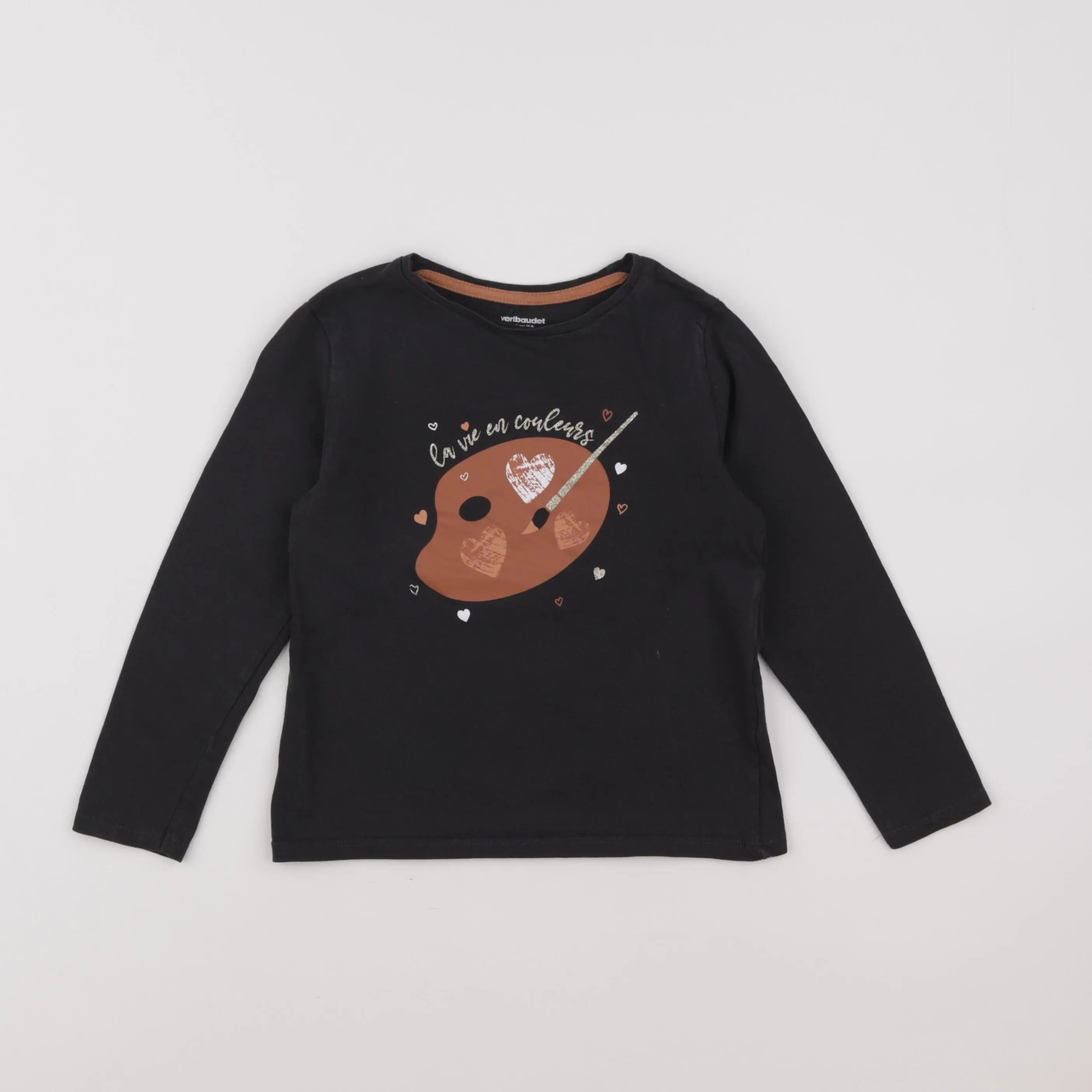 Vertbaudet - tee-shirt noir, or - 6 ans