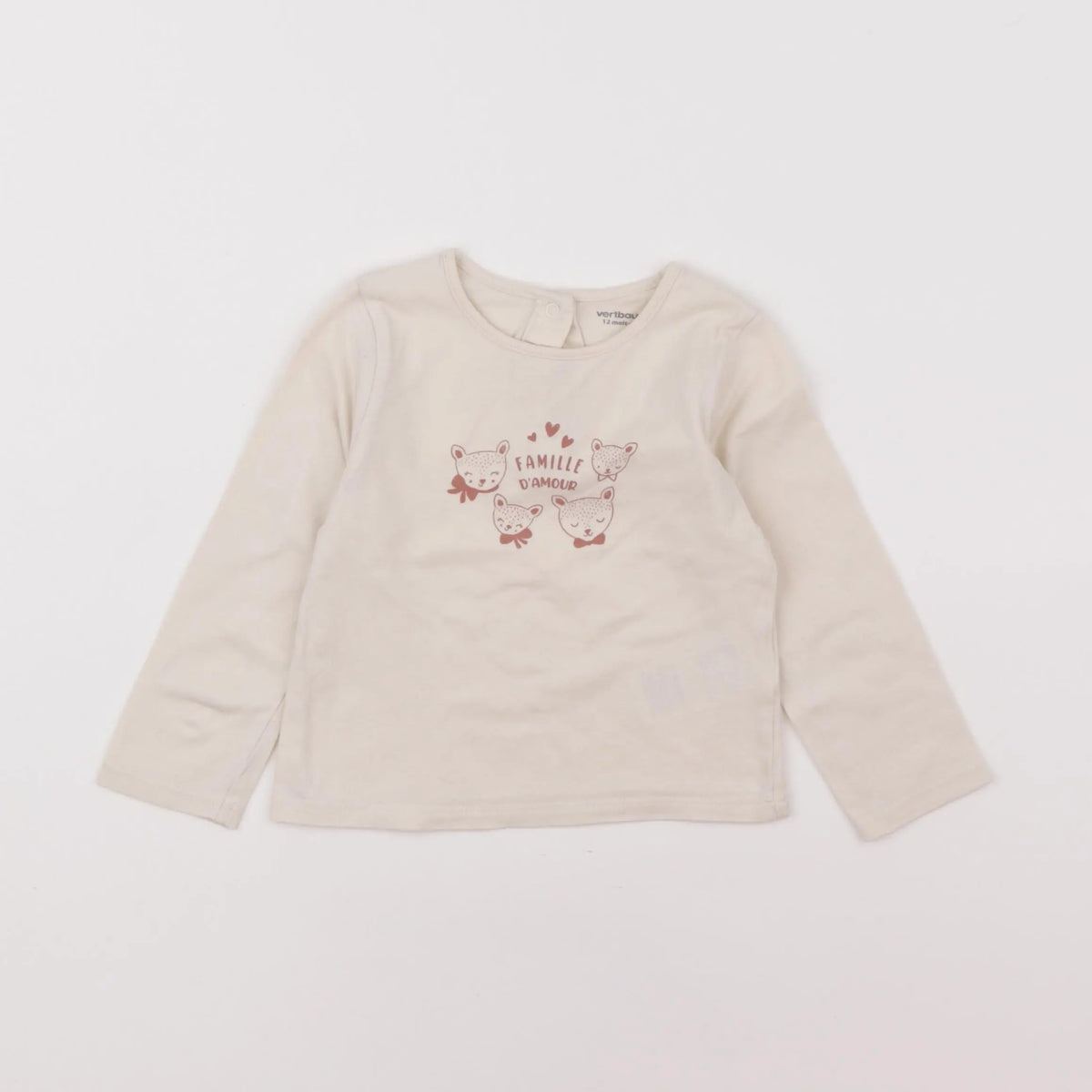 Vertbaudet - tee-shirt beige - 12 mois