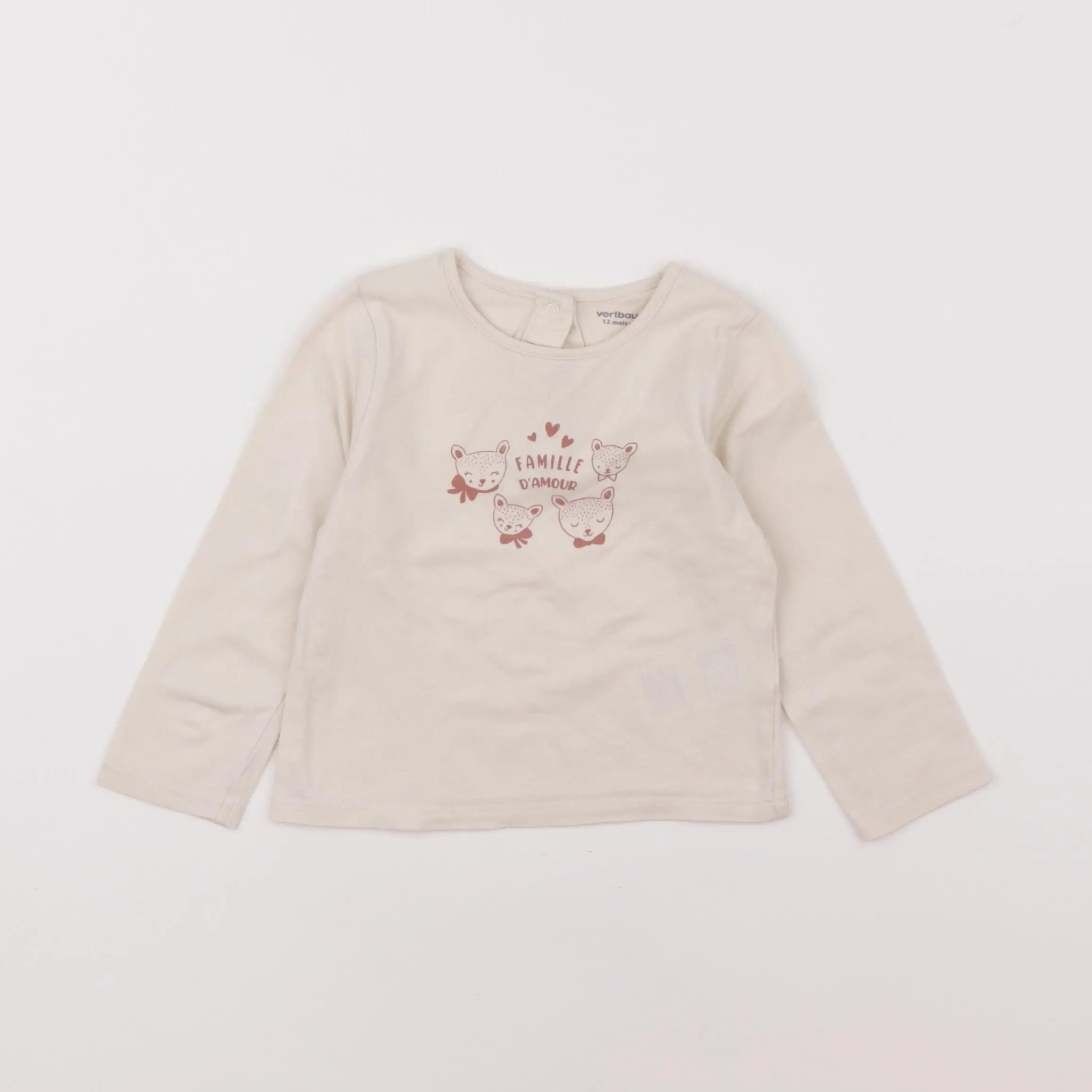 Vertbaudet - tee-shirt beige - 12 mois