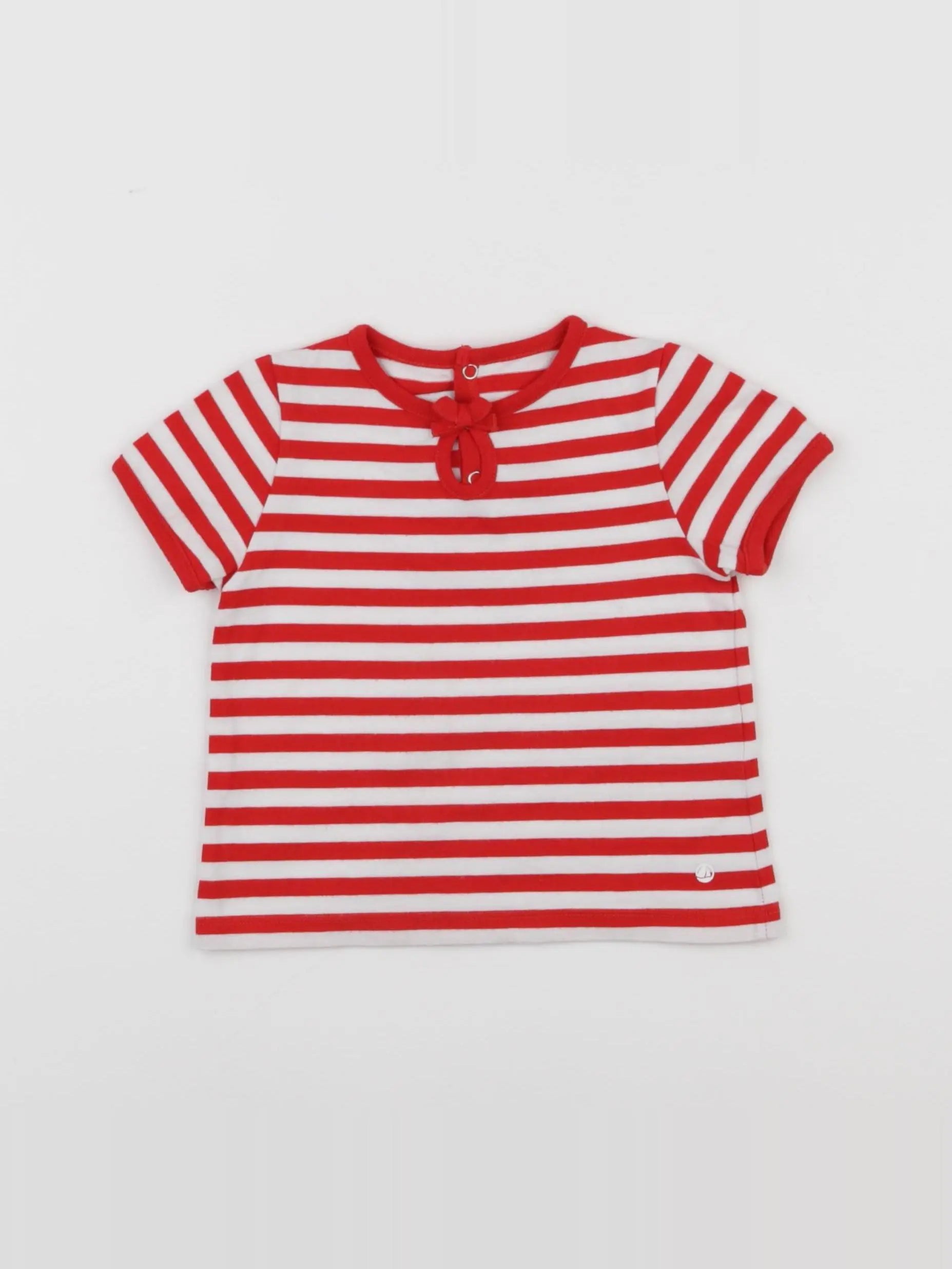 Petit Bateau - tee-shirt blanc, rouge - 12 mois