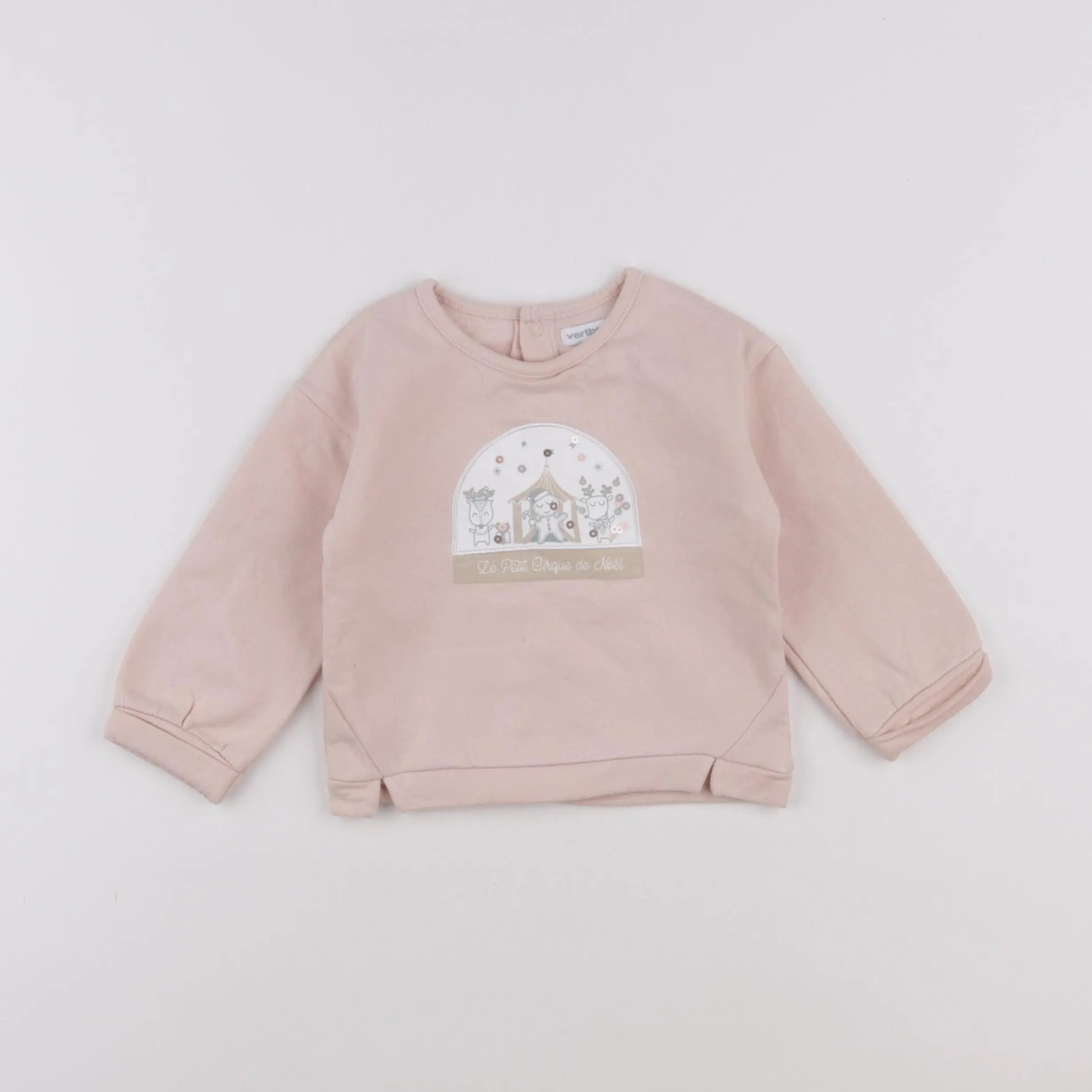 Vertbaudet - sweat rose - 12 mois
