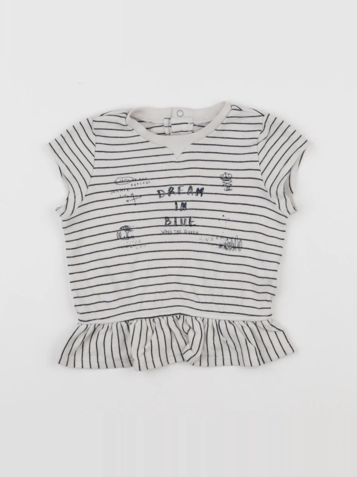 IKKS - tee-shirt blanc, bleu - 18 mois
