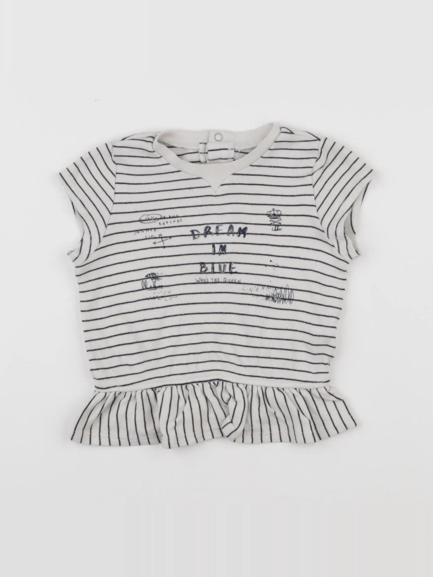 IKKS - tee-shirt blanc, bleu - 18 mois