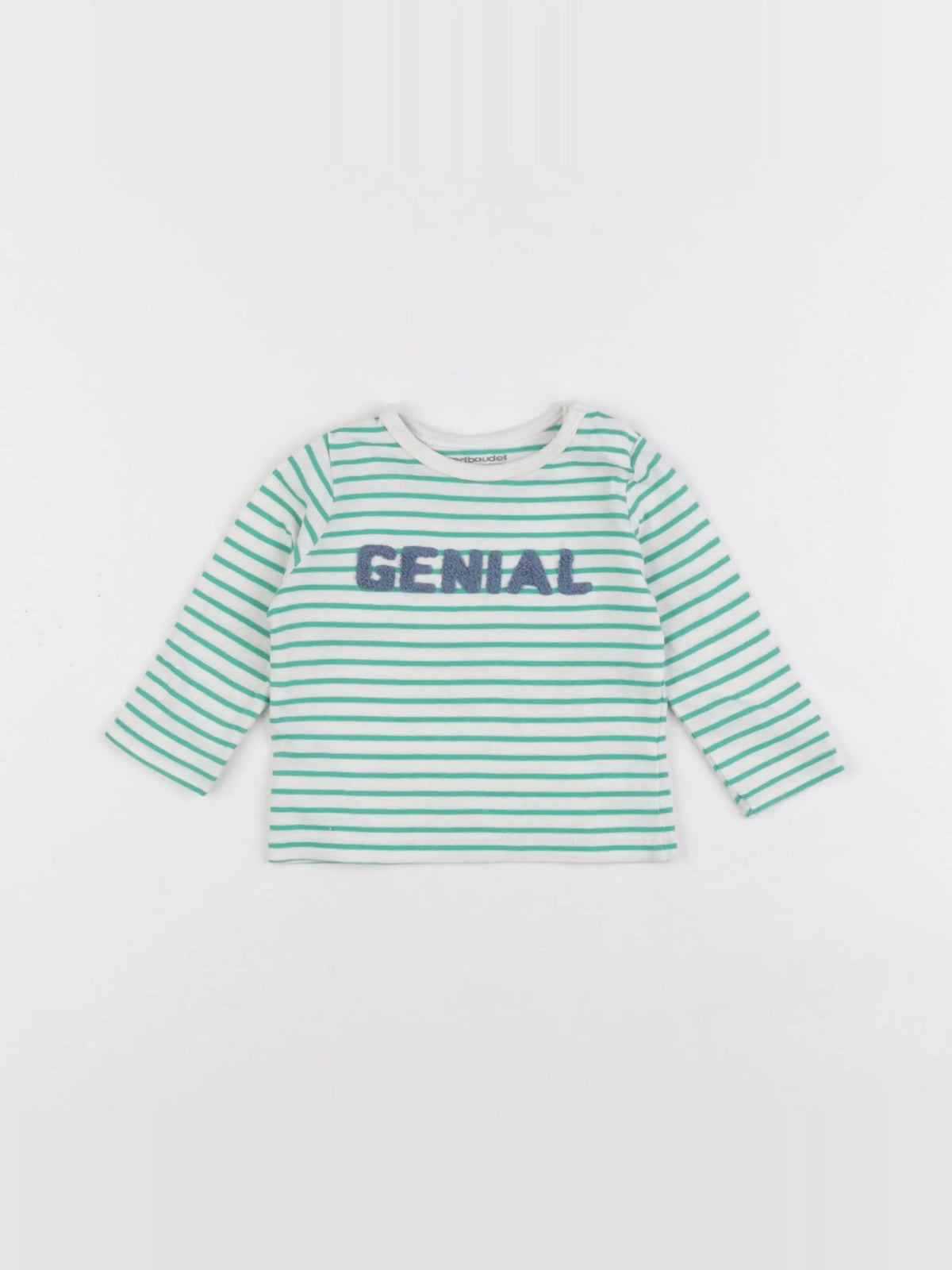 Vertbaudet - tee-shirt blanc, vert - 3 mois
