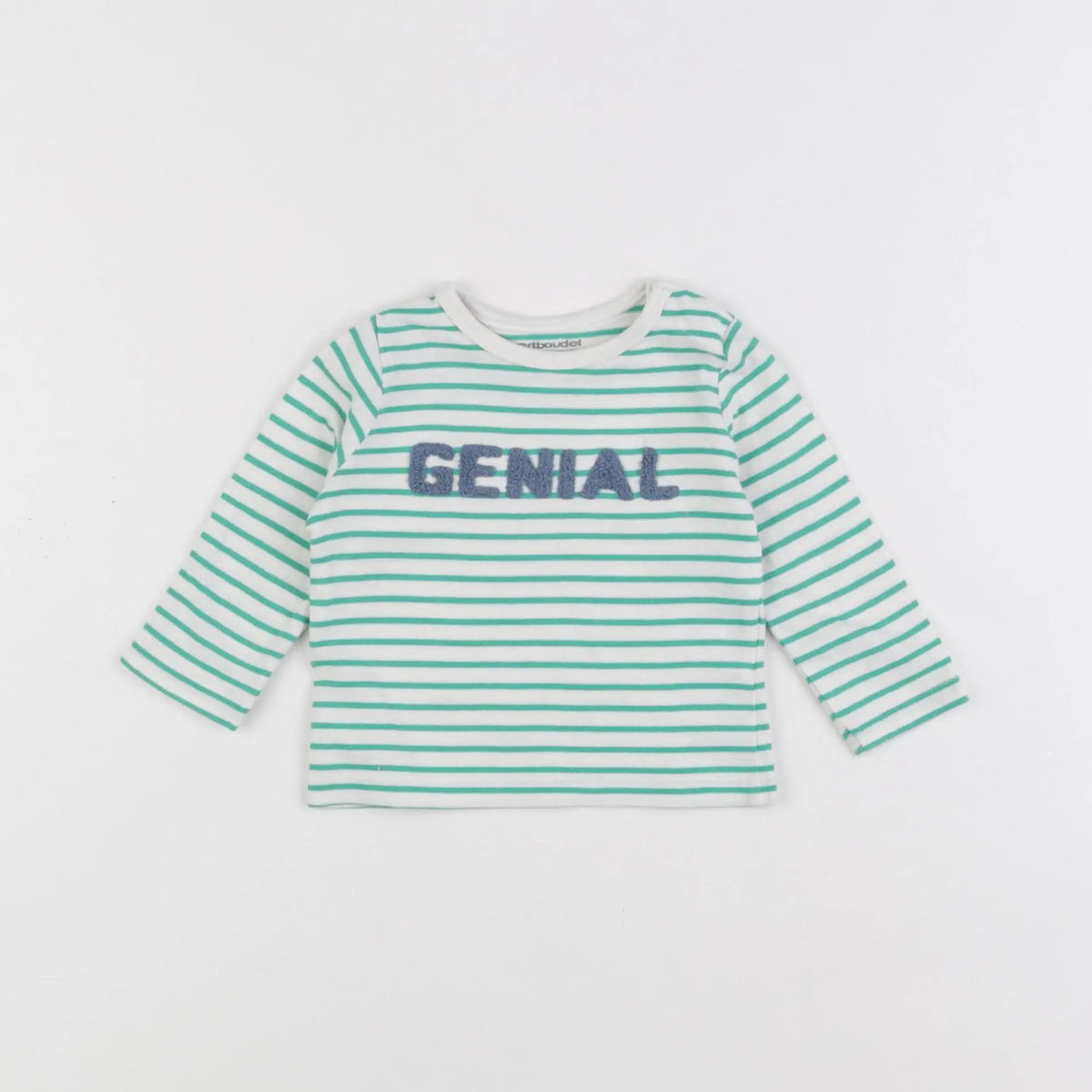 Vertbaudet - tee-shirt blanc, vert - 3 mois