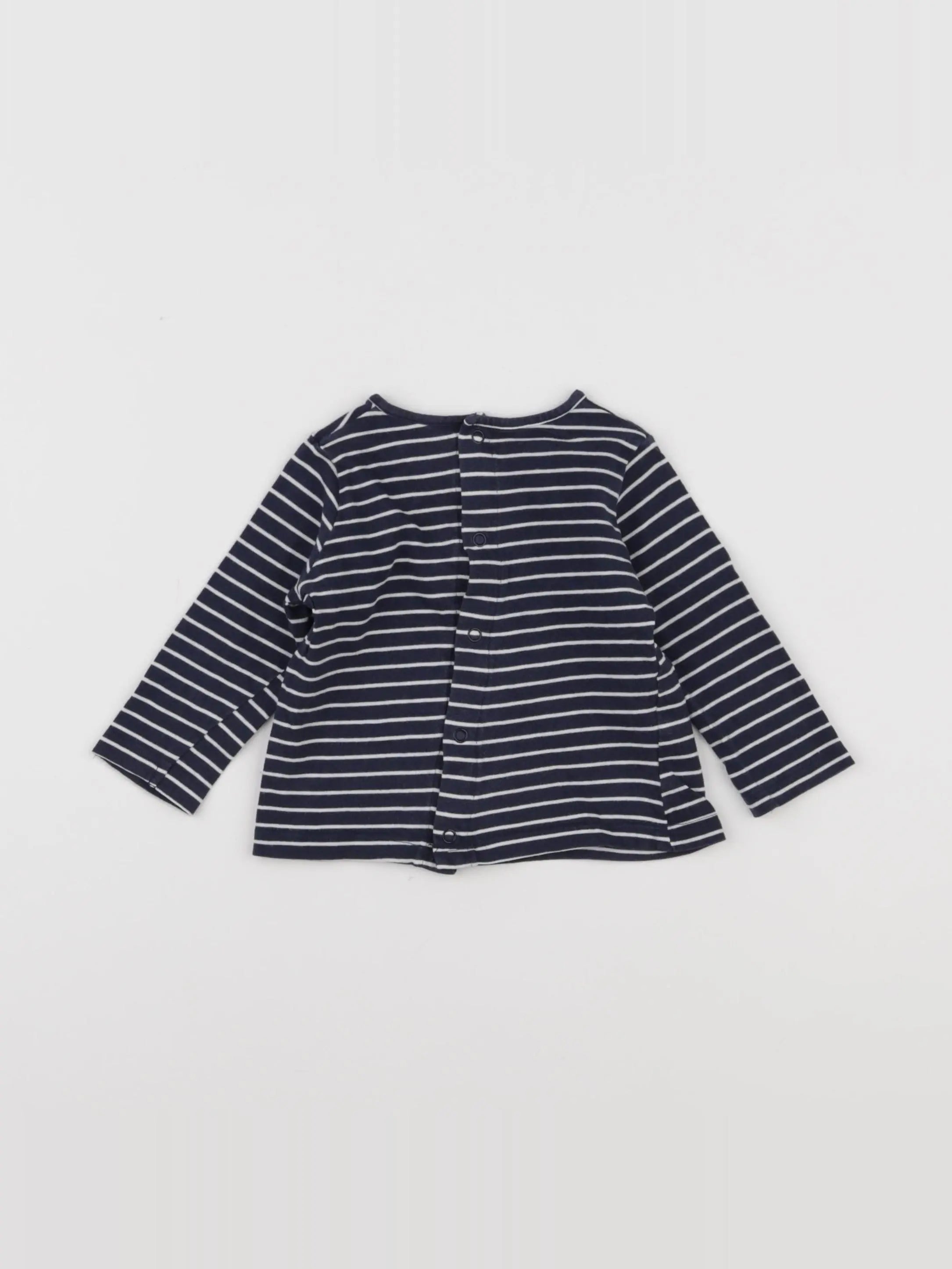 Vertbaudet - tee-shirt blanc, bleu - 6 mois
