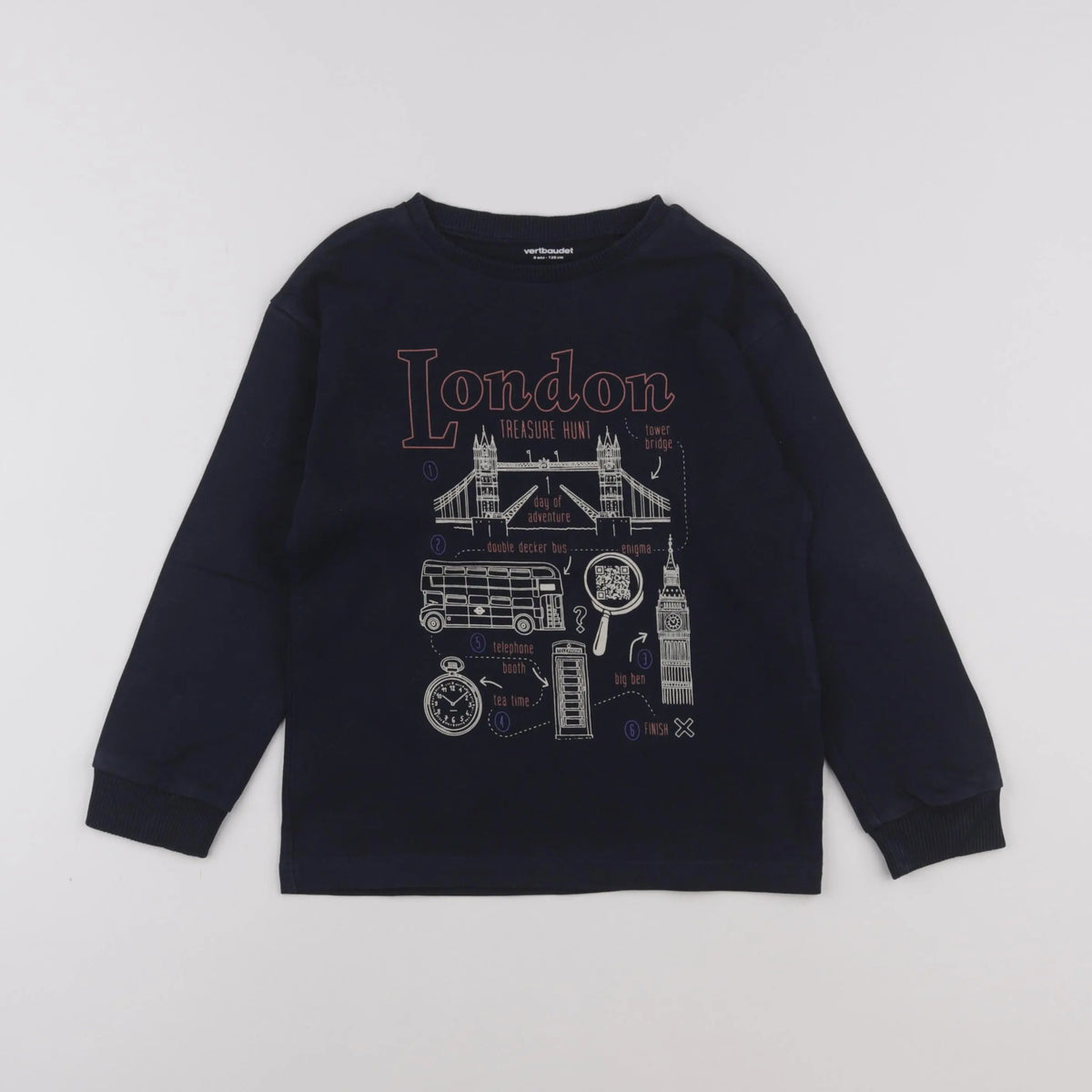 Vertbaudet - tee-shirt bleu - 8 ans