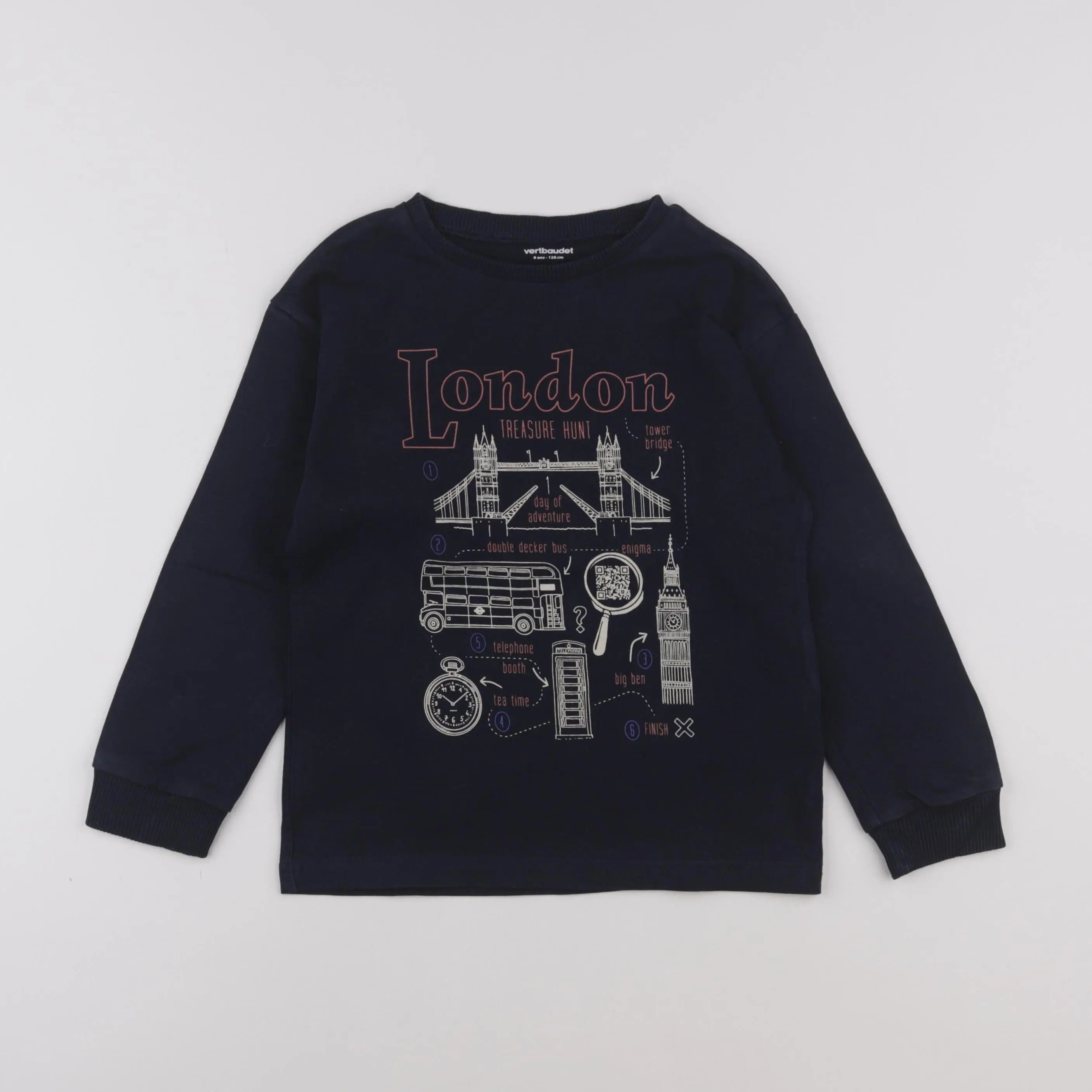 Vertbaudet - tee-shirt bleu - 8 ans