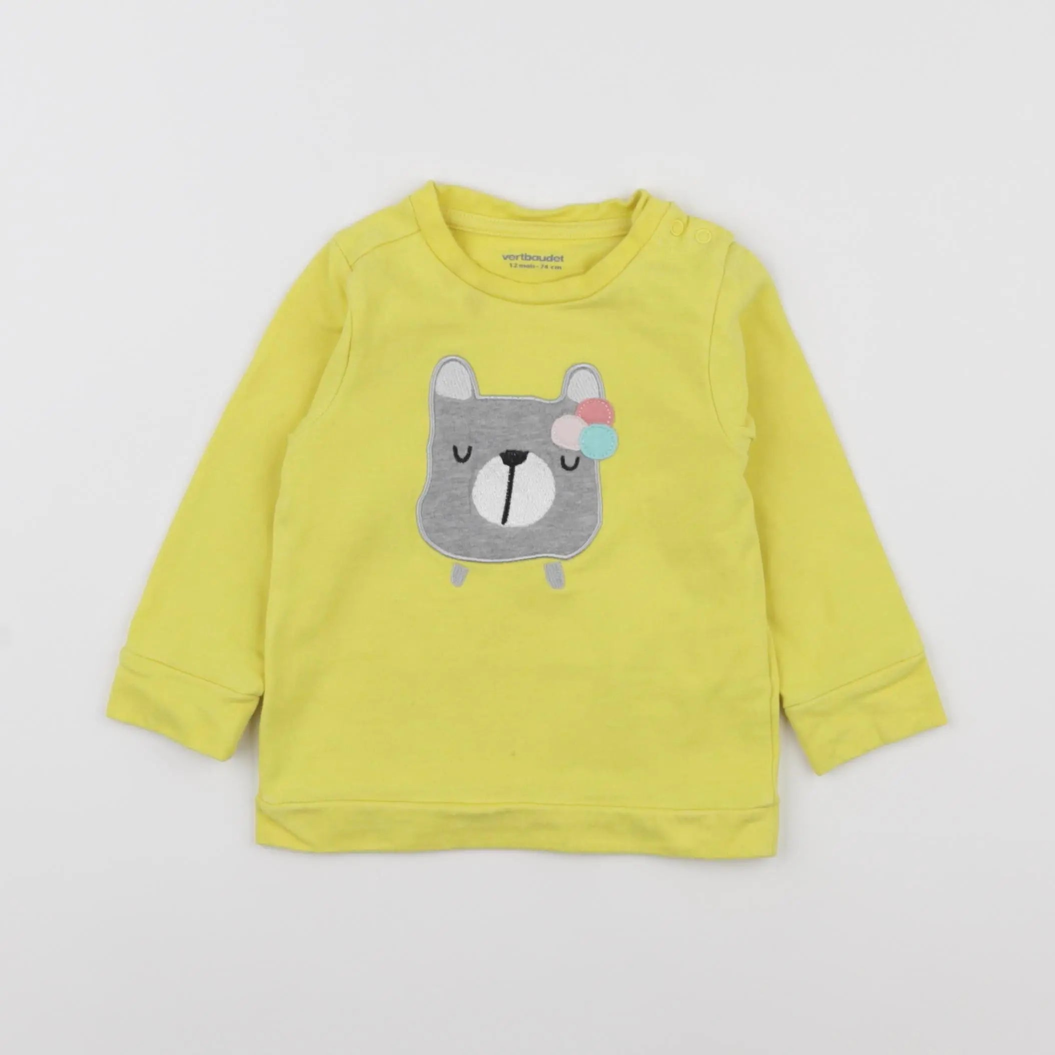 Vertbaudet - sweat jaune - 12 mois