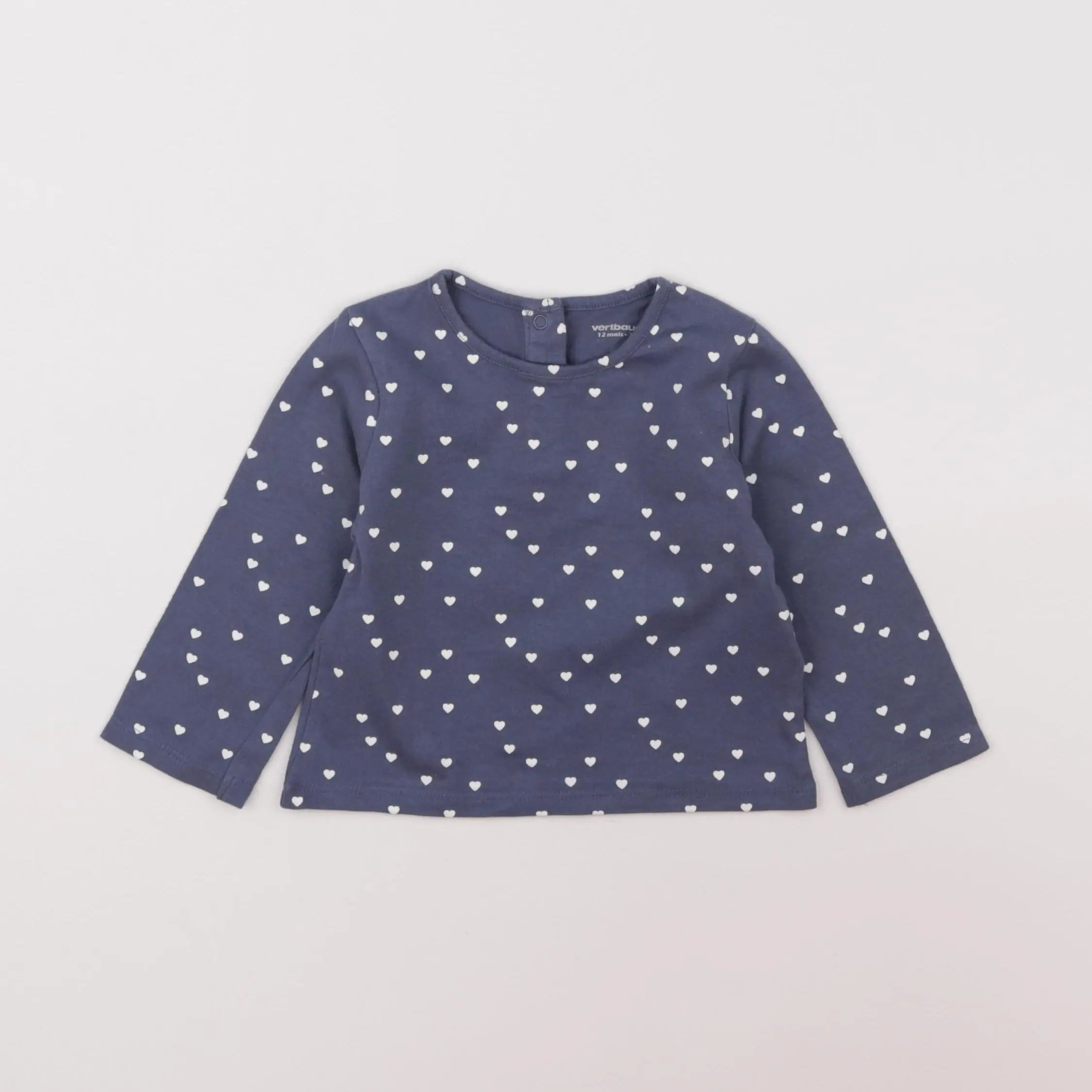 Vertbaudet - tee-shirt bleu - 12 mois