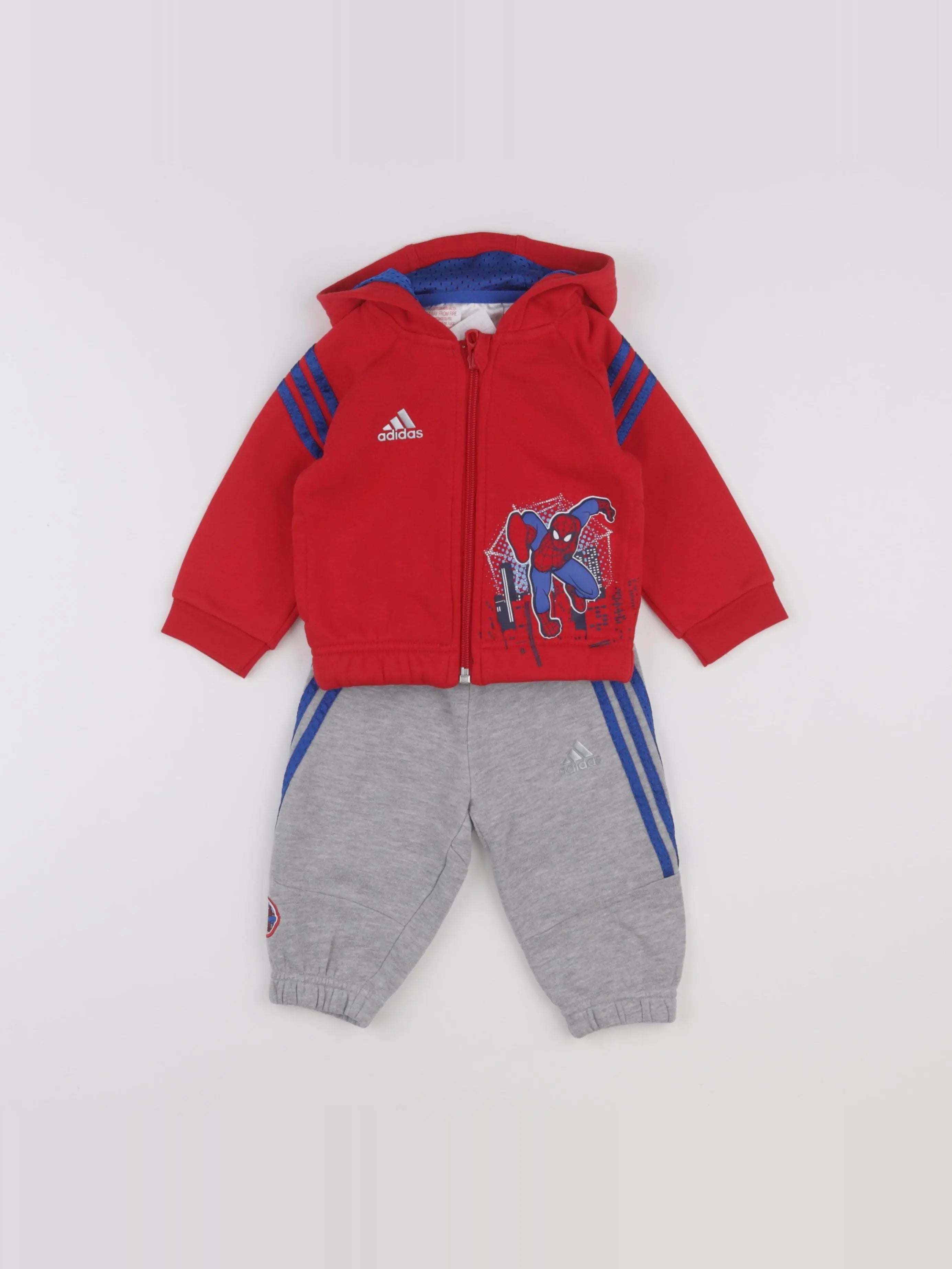 Adidas - ensemble rouge, gris - 6 mois