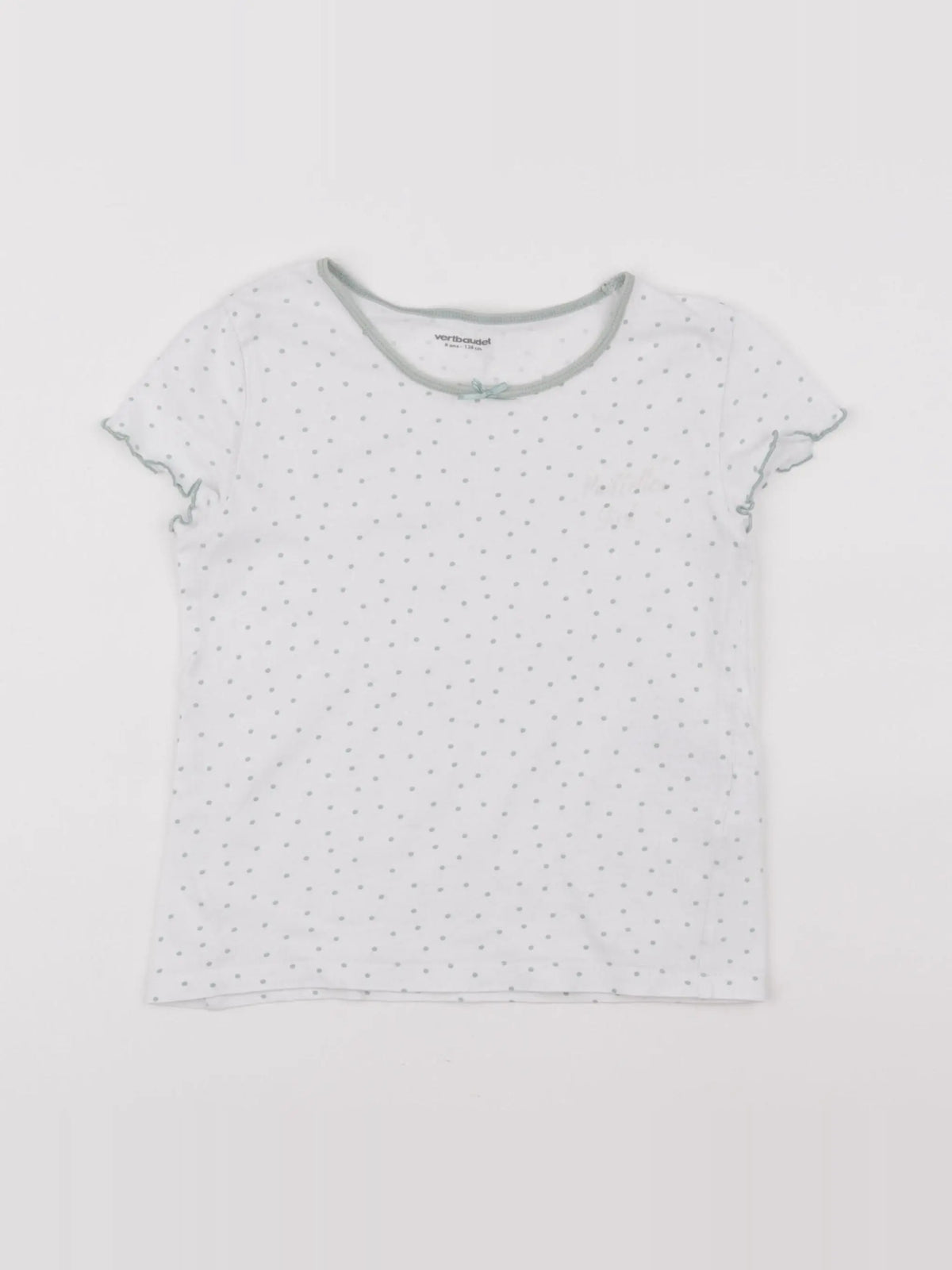 Vertbaudet - maillot de corps blanc, vert - 8 ans