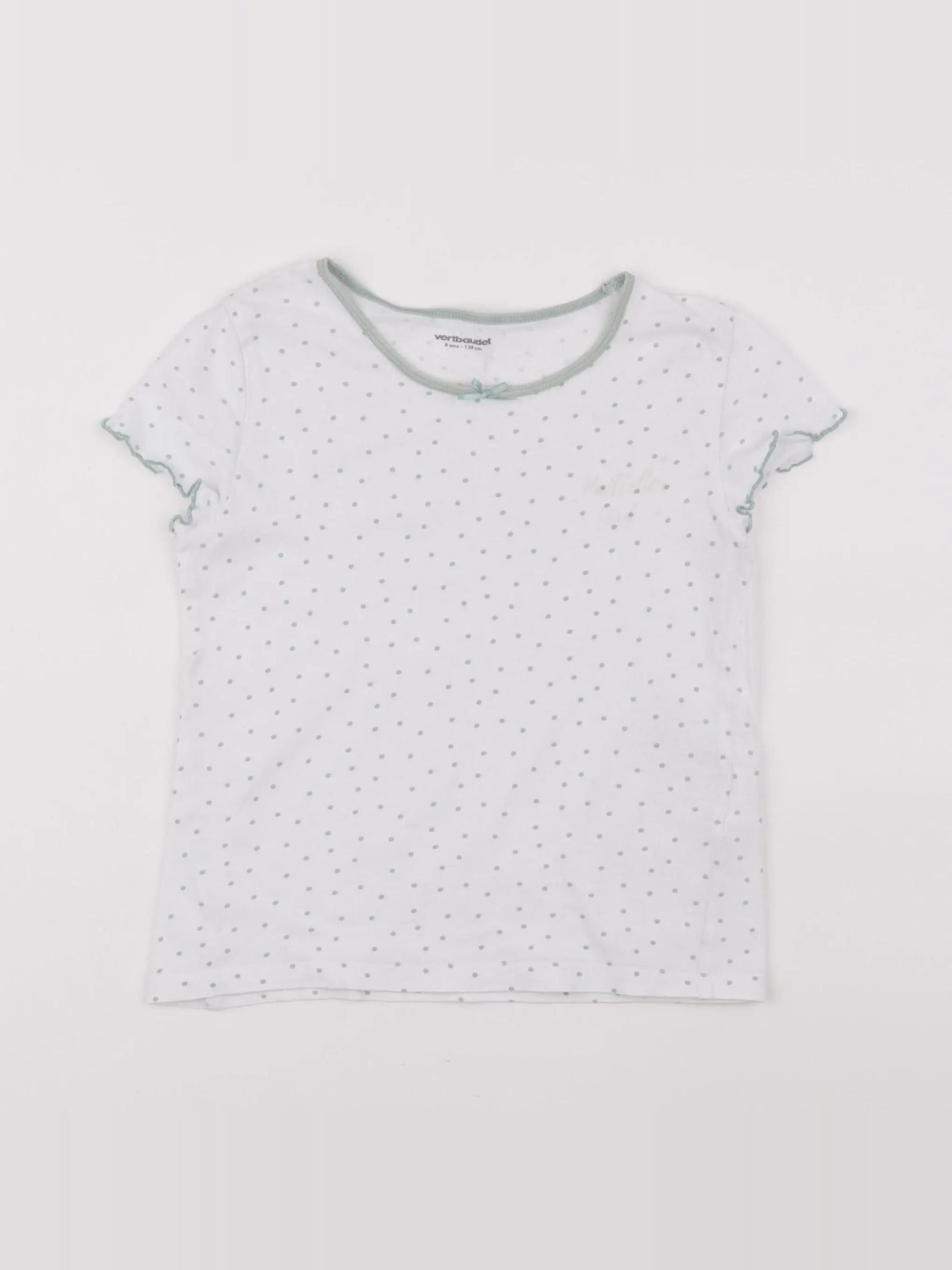 Vertbaudet - maillot de corps blanc, vert - 8 ans
