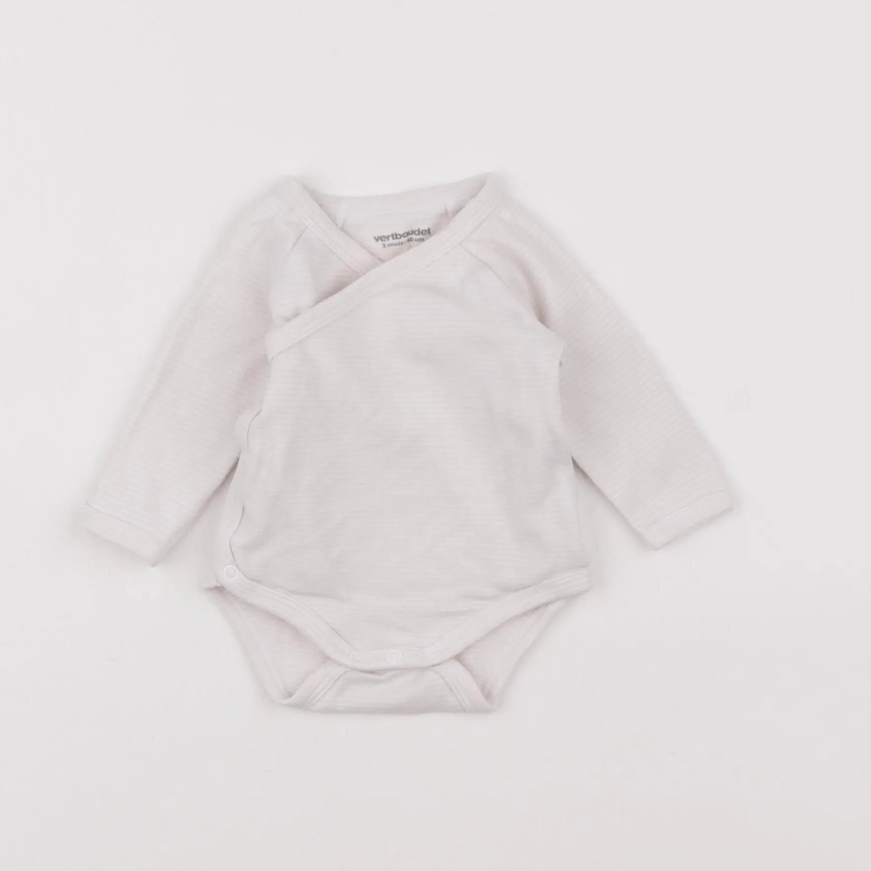 Vertbaudet - body blanc, rose - 3 mois