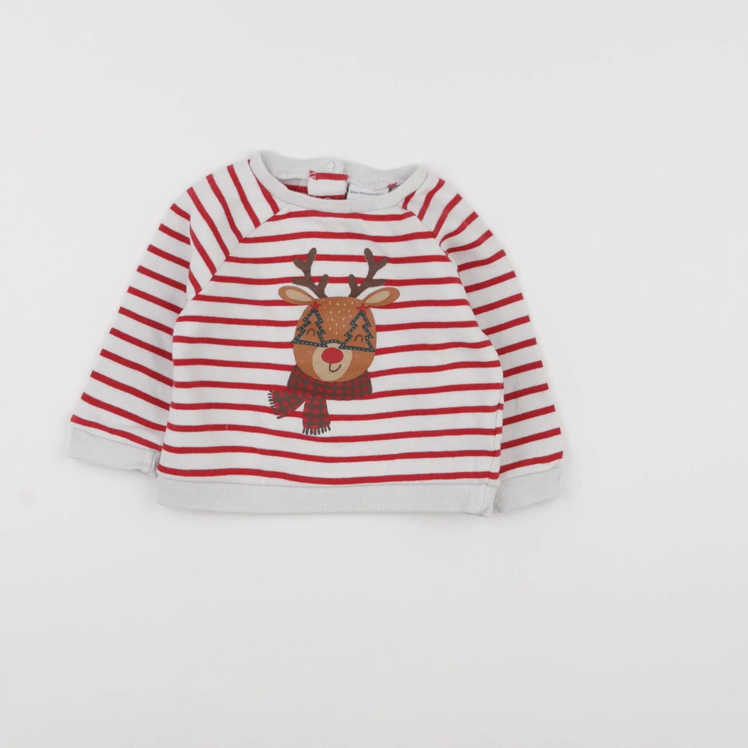 Vertbaudet - sweat blanc, rouge - 12 mois