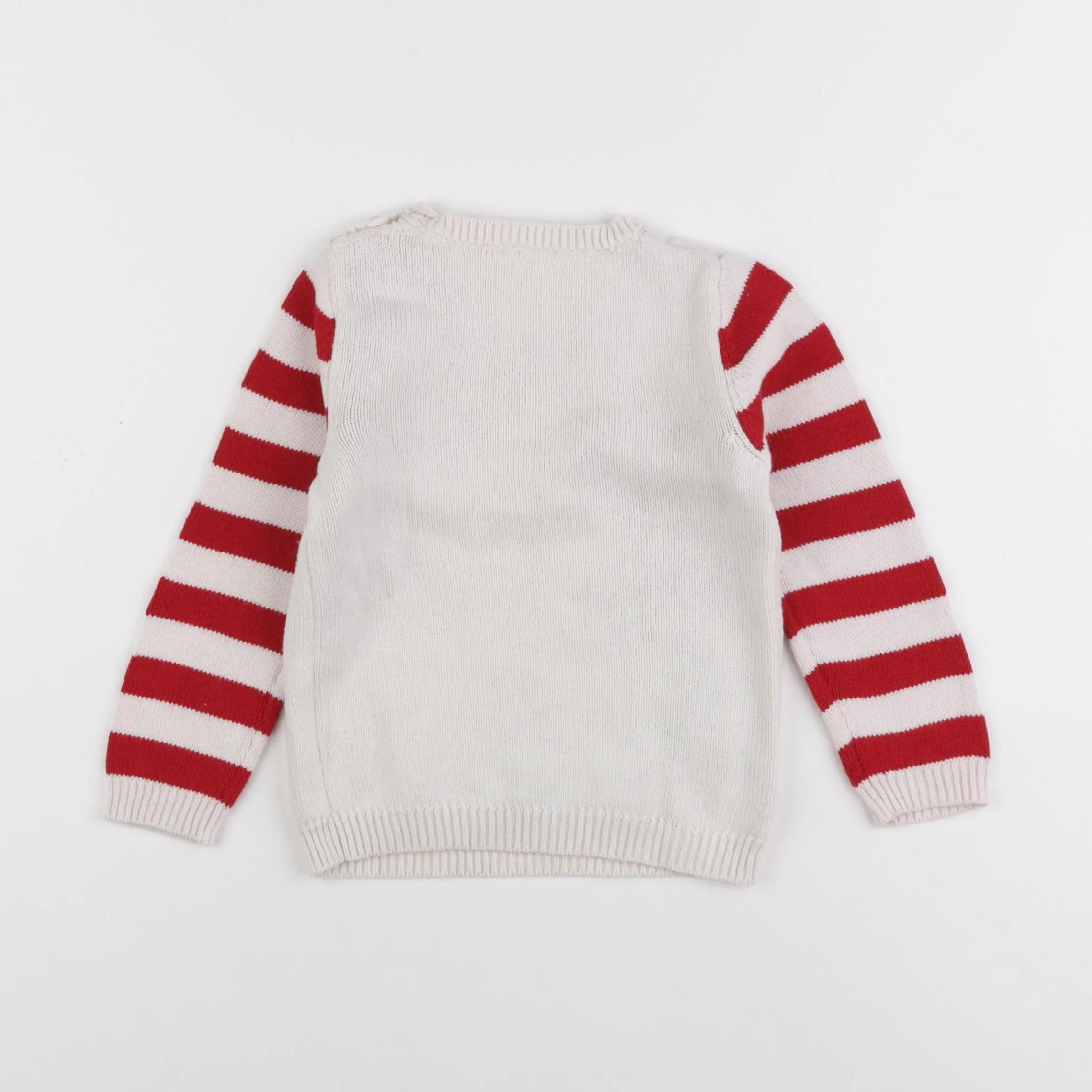 Vertbaudet - pull beige, rouge - 36 mois
