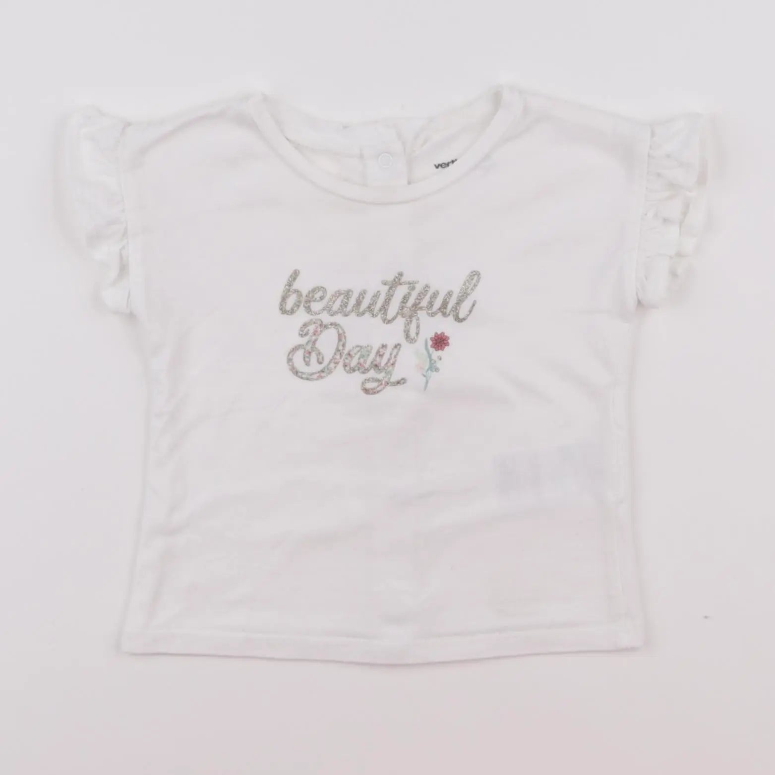 Vertbaudet - tee-shirt blanc, or - 9 mois