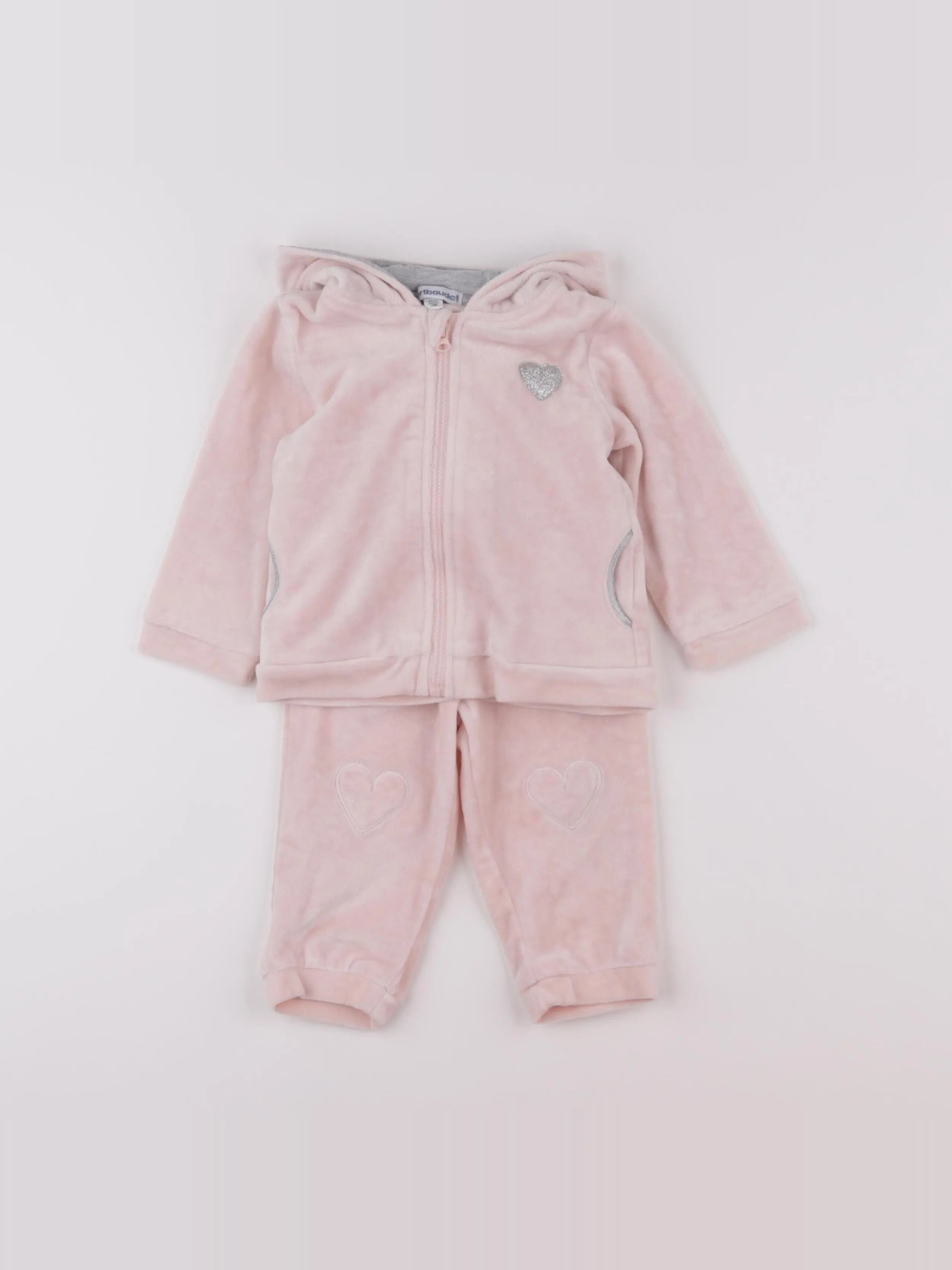 Vertbaudet - ensemble rose - 12 mois