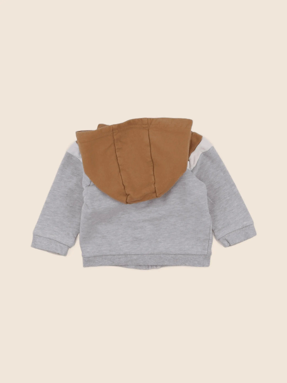 Vertbaudet - sweat gris, marron - 9 mois