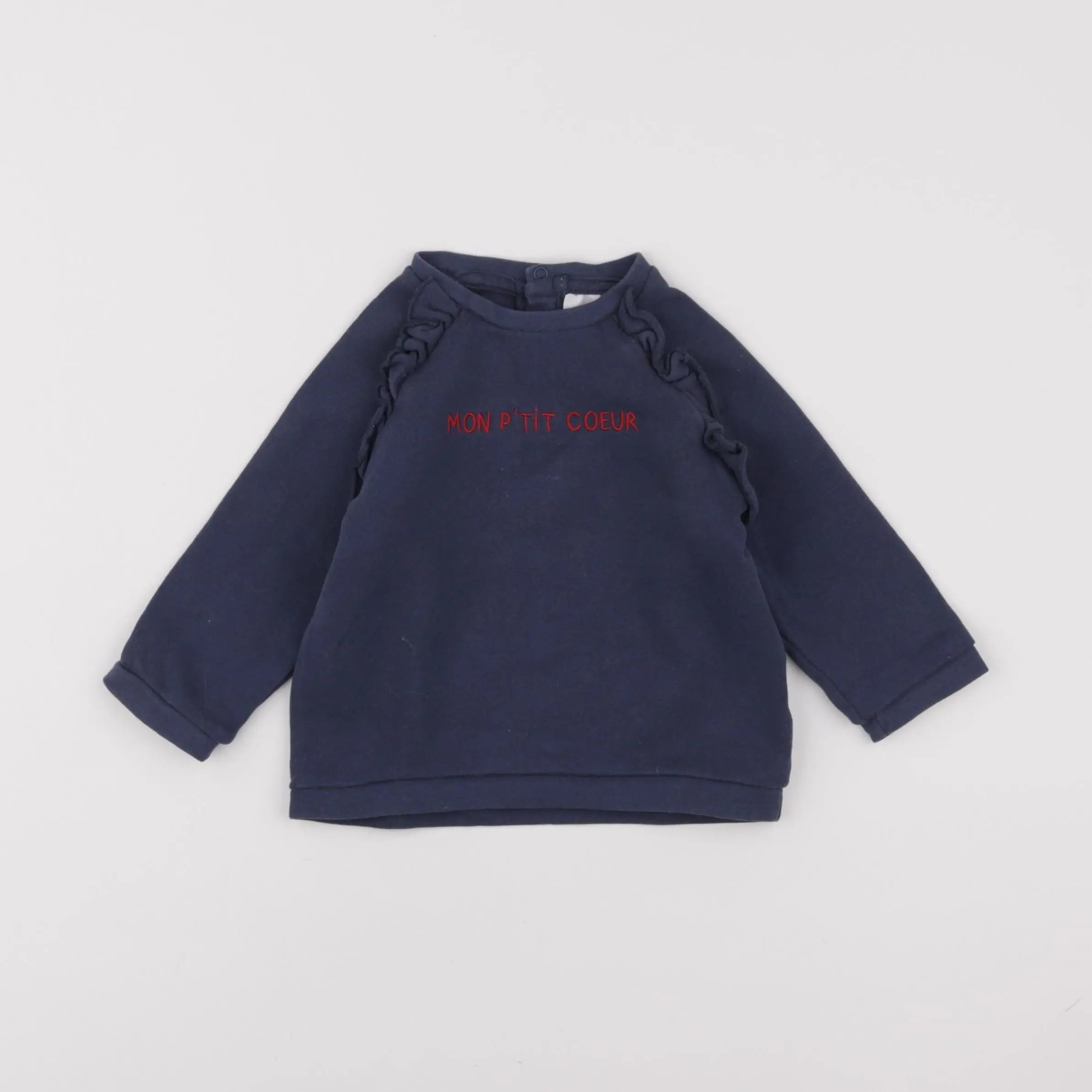 Vertbaudet - sweat bleu - 12 mois