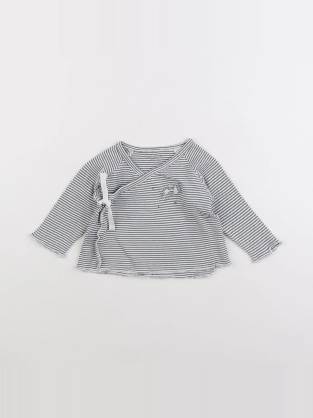 Vertbaudet - tee-shirt blanc, bleu - 12 mois