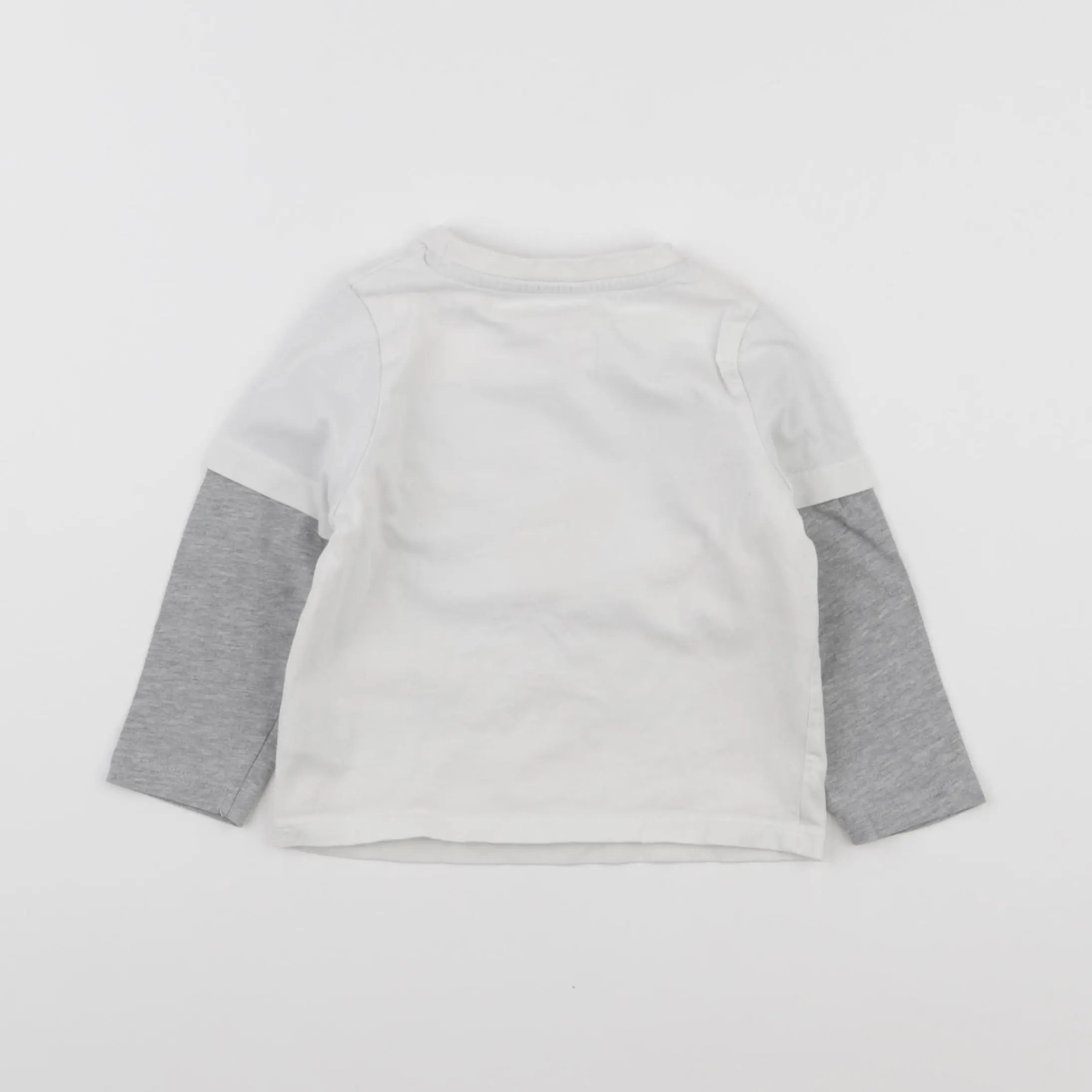 Vertbaudet - tee-shirt blanc, gris - 2 ans