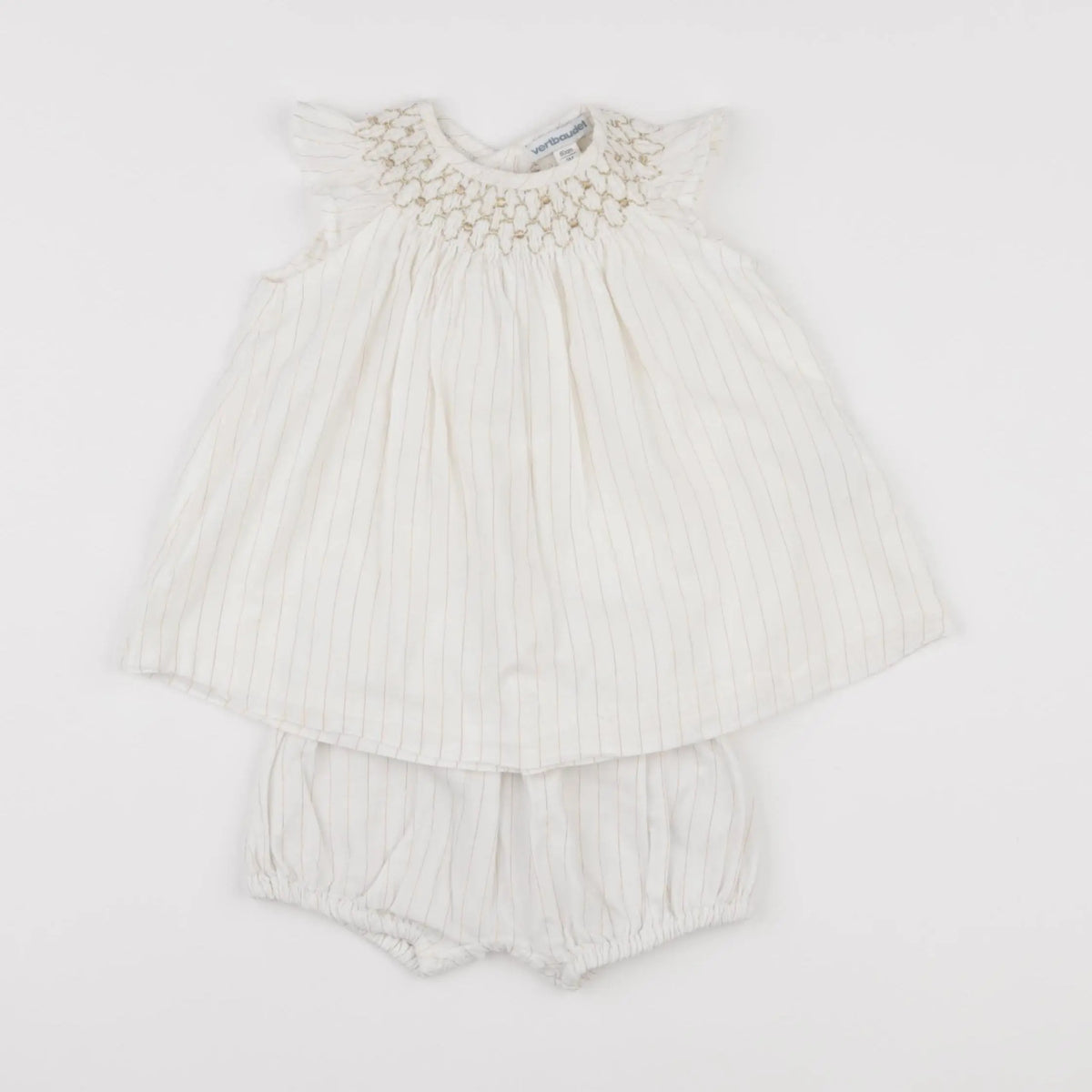 Vertbaudet - robe blanc, or - 6 mois