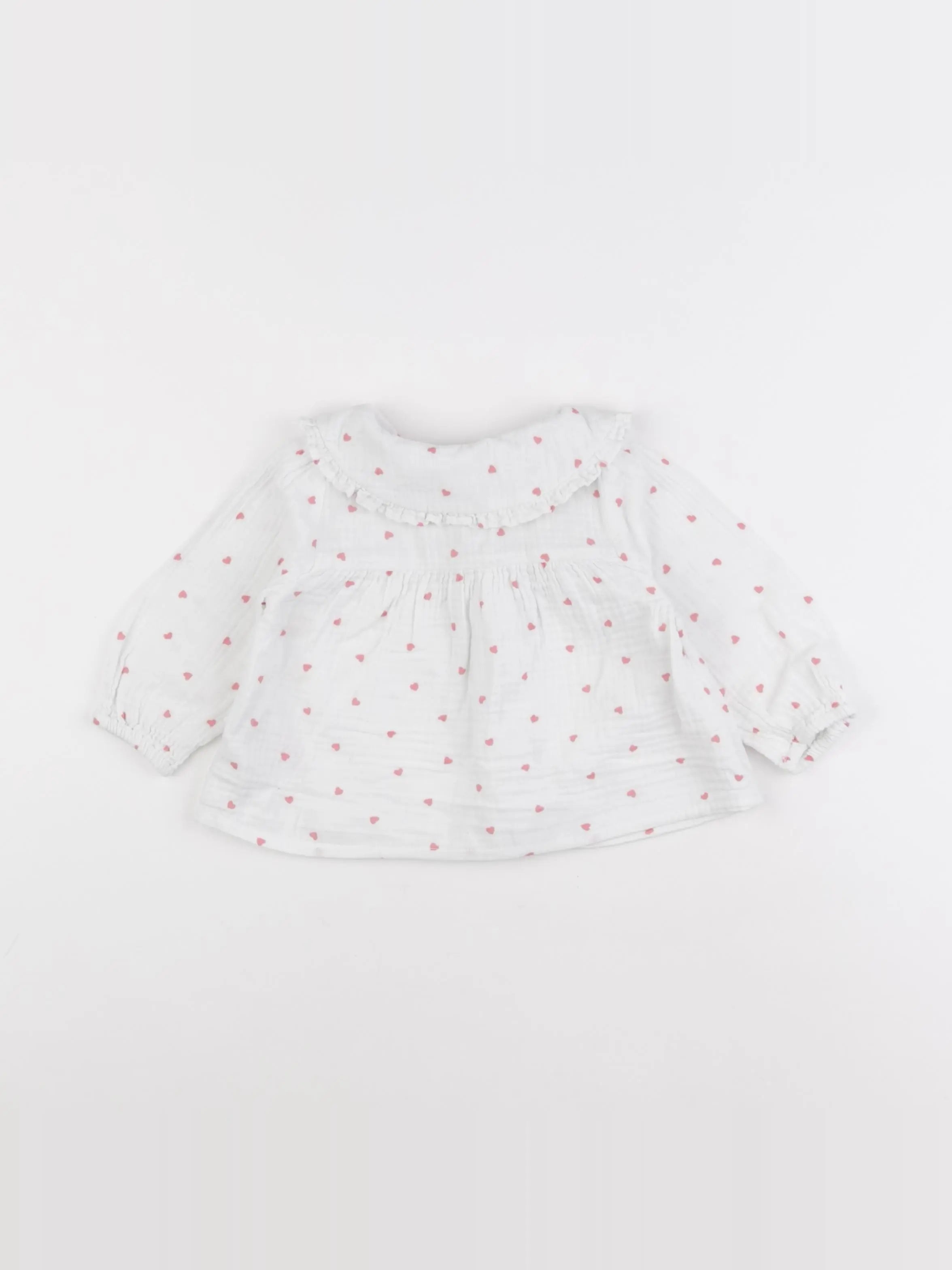 Vertbaudet - blouse blanc, rouge - 12 mois