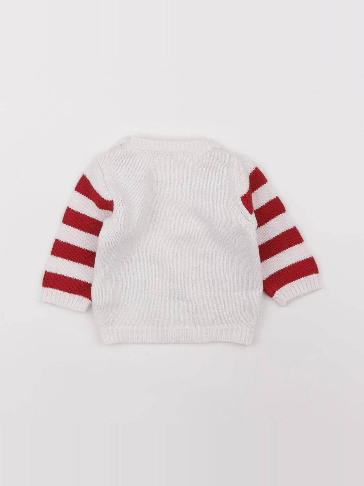 Vertbaudet - pull blanc, rouge - 3 mois