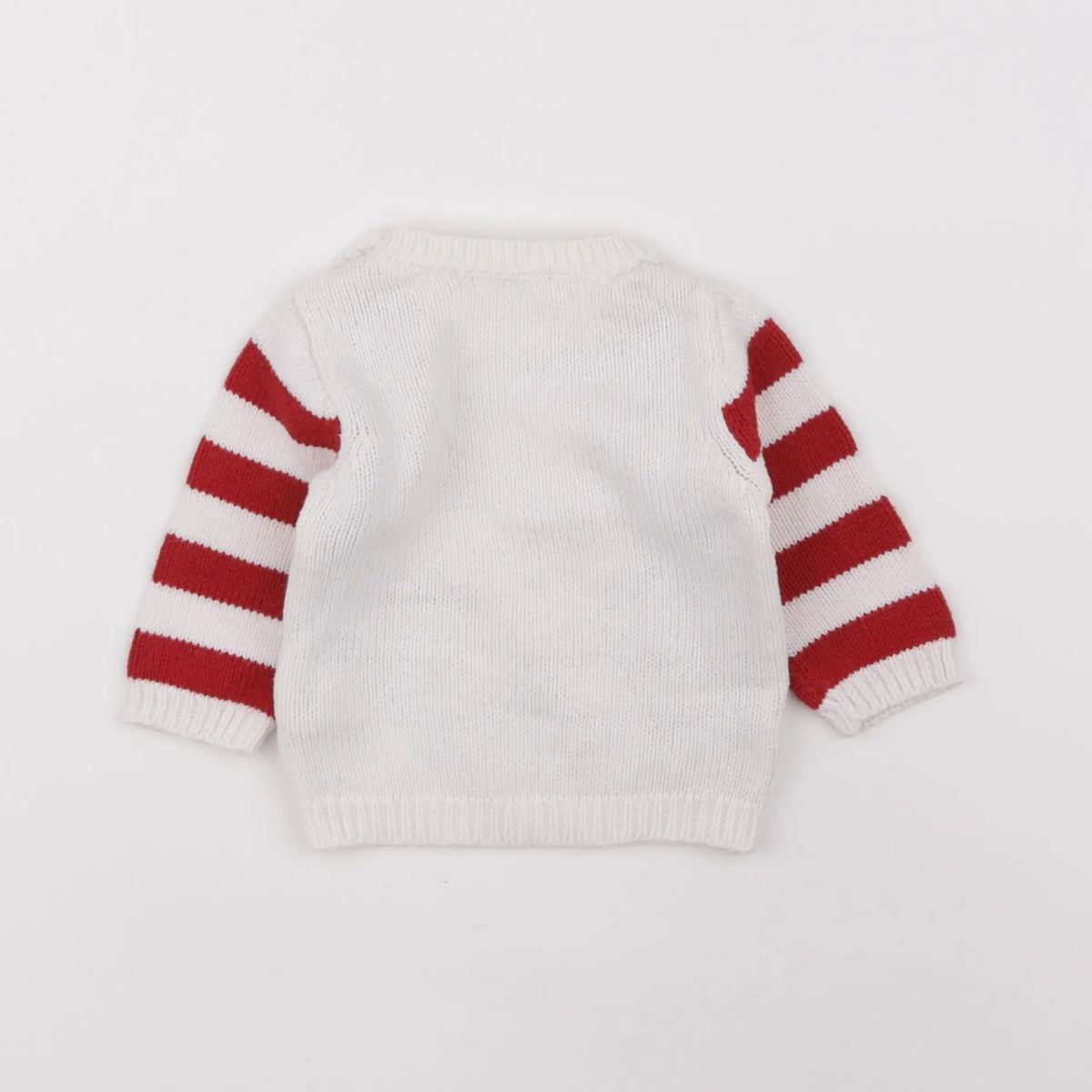 Vertbaudet - pull blanc, rouge - 3 mois